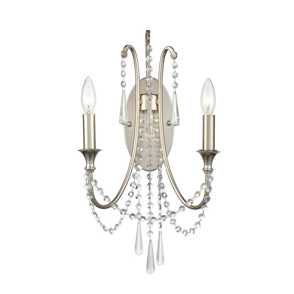 Crystorama ARCADIA ARC-1902-SA-CL-MWP Sconce Contemporary - Antique Silver