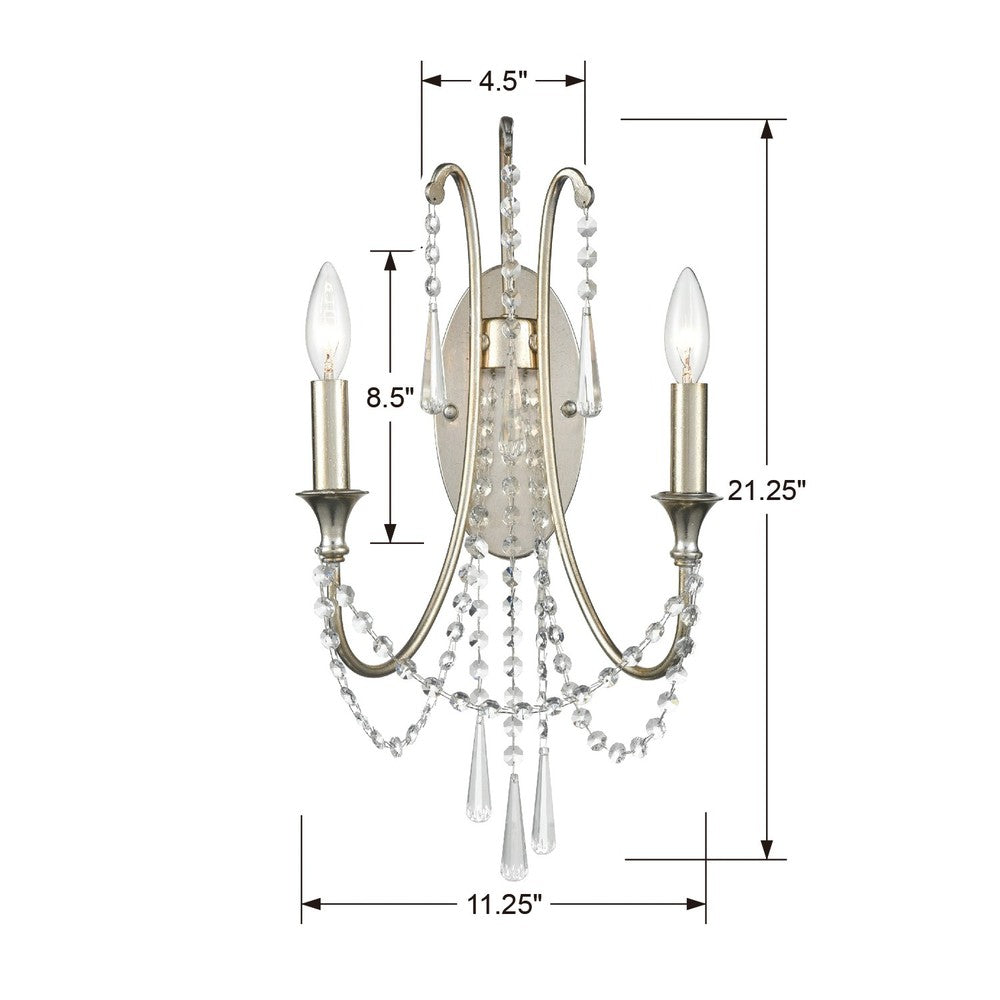 Crystorama ARCADIA ARC-1902-SA-CL-MWP Sconce Contemporary - Antique Silver