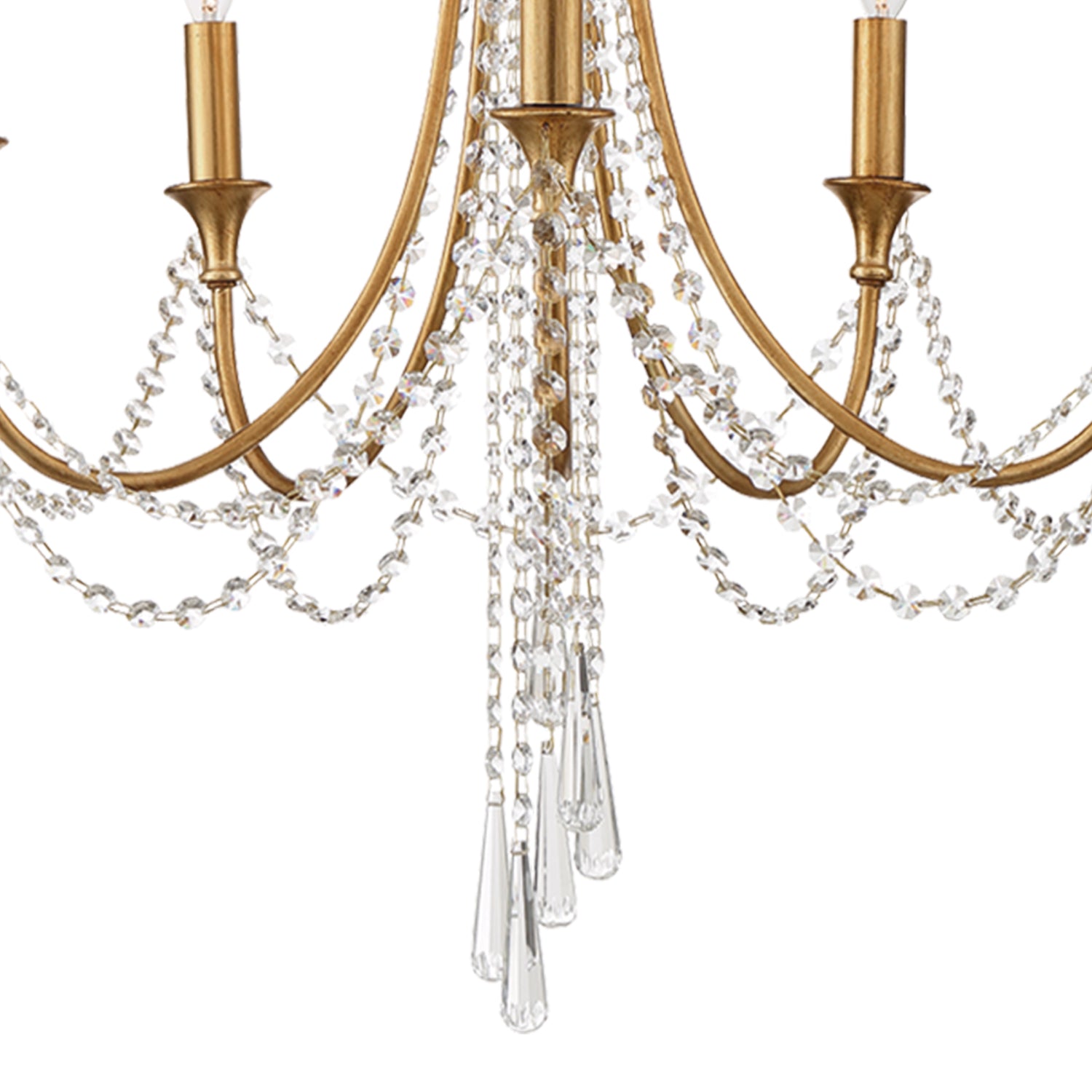 Crystorama Arcadia ARC-1905-GA-CL-MWP – 23.5 Inch – 5 Light – Chandelier – Antique Gold – Dry Rated