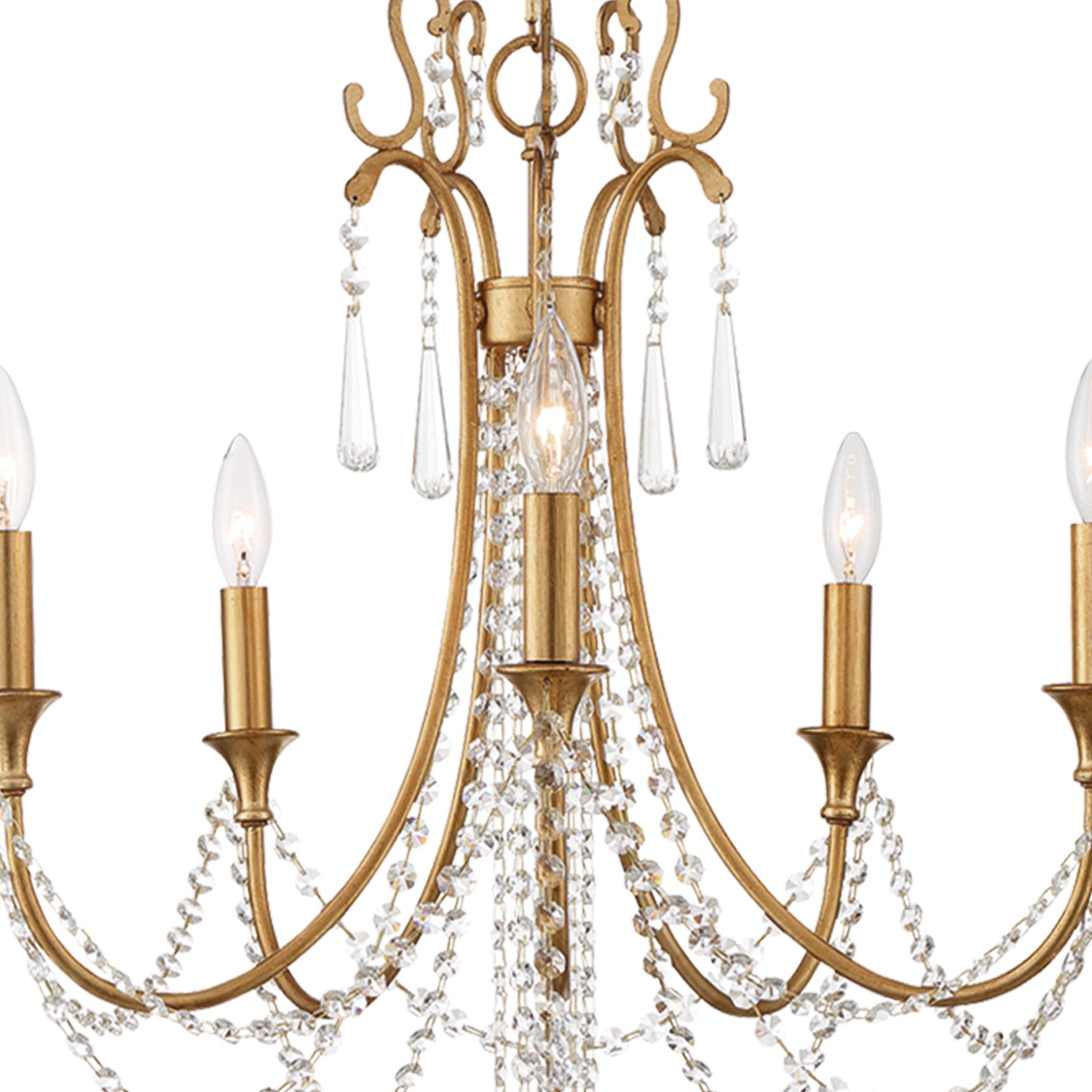 Crystorama Arcadia ARC-1905-GA-CL-MWP – 23.5 Inch – 5 Light – Chandelier – Antique Gold – Dry Rated