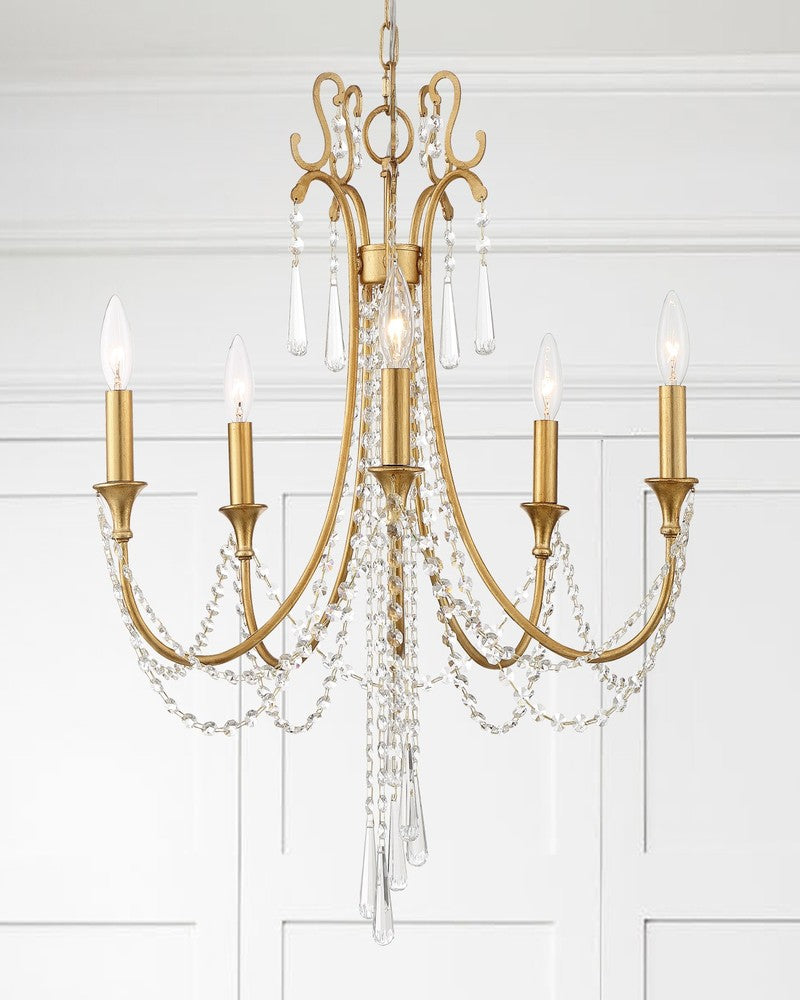 Crystorama ARCADIA ARC-1905-GA-CL-MWP Chandelier Contemporary - Antique Gold