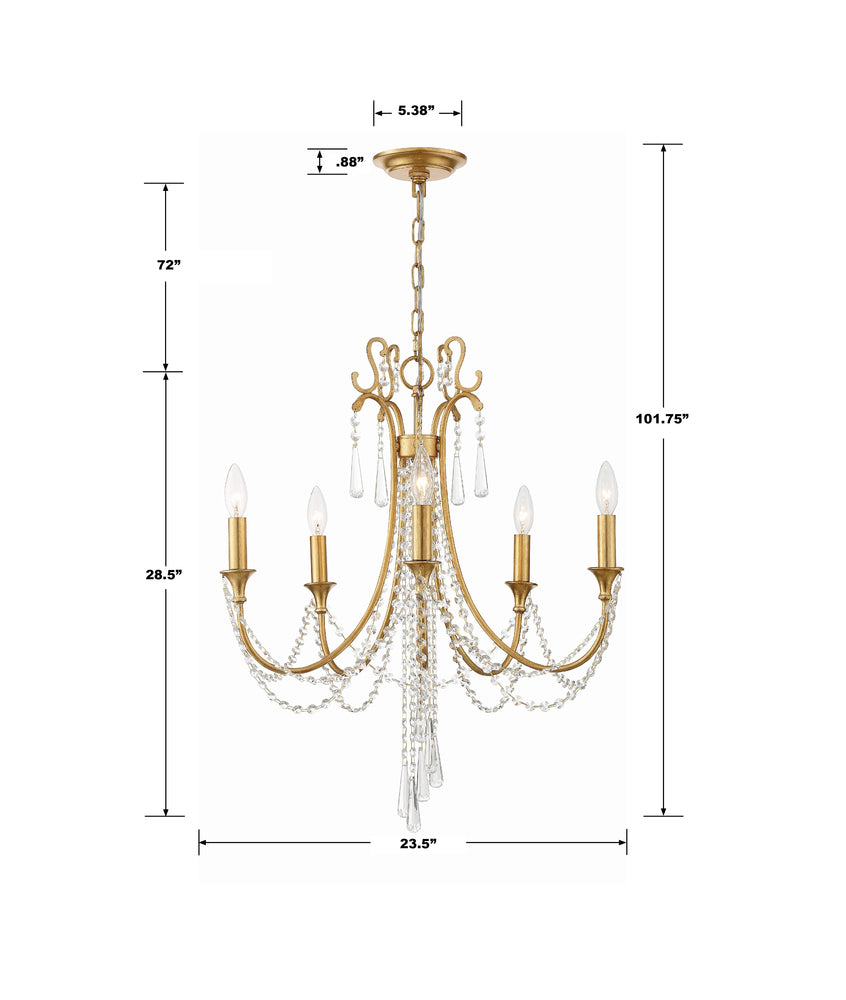 Crystorama ARCADIA ARC-1905-GA-CL-MWP Chandelier Contemporary - Antique Gold