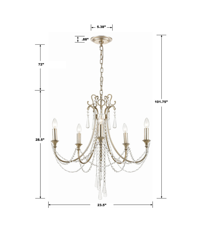 Crystorama ARCADIA ARC-1905-SA-CL-MWP Chandelier Contemporary - Antique Silver