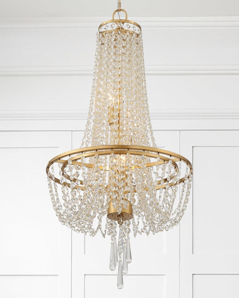 Crystorama ARCADIA ARC-1907-GA-CL-MWP Chandelier Contemporary - Antique Gold