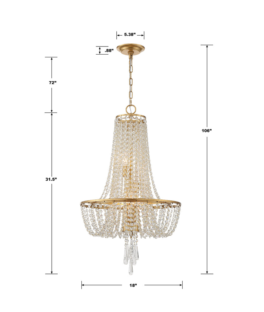 Crystorama ARCADIA ARC-1907-GA-CL-MWP Chandelier Contemporary - Antique Gold