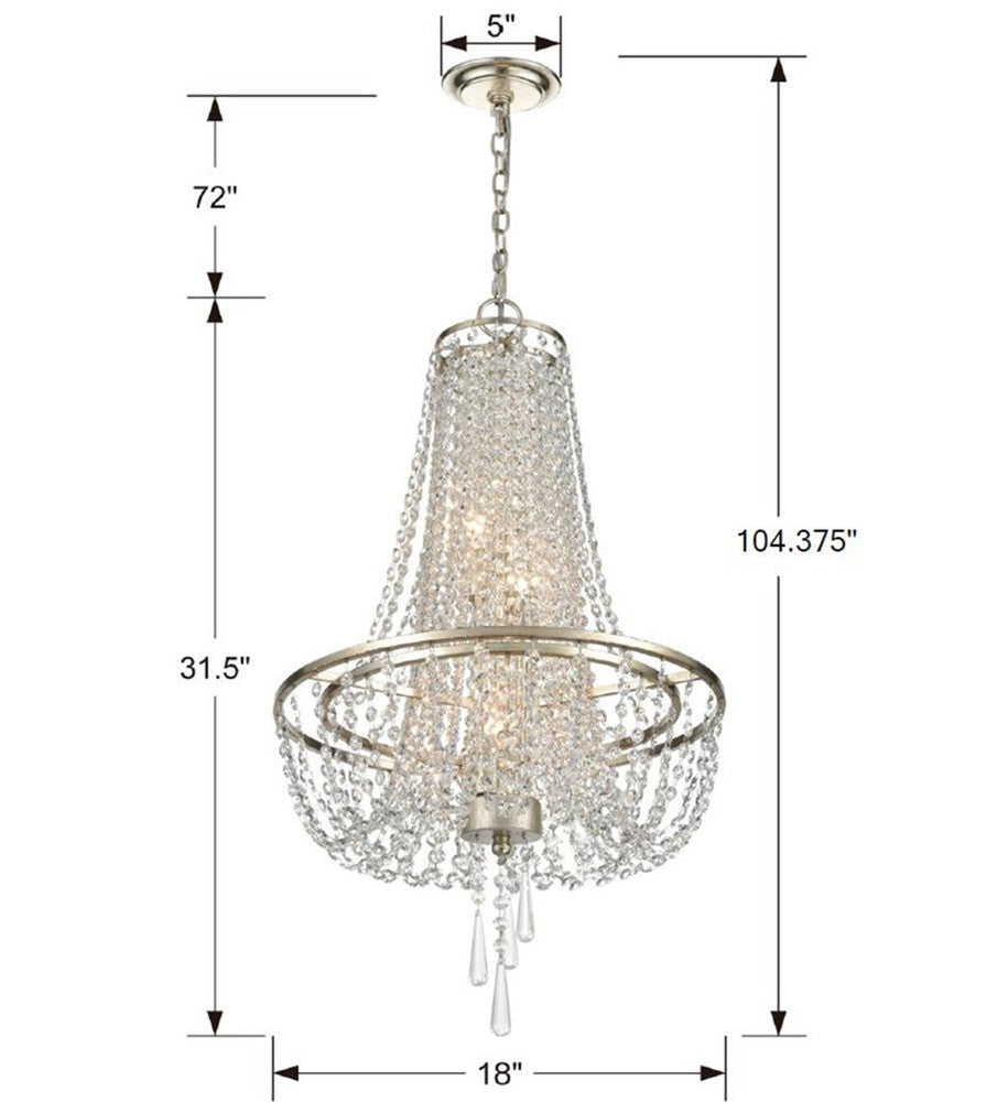 Crystorama ARCADIA ARC-1907-SA-CL-MWP Chandelier Contemporary - Antique Silver