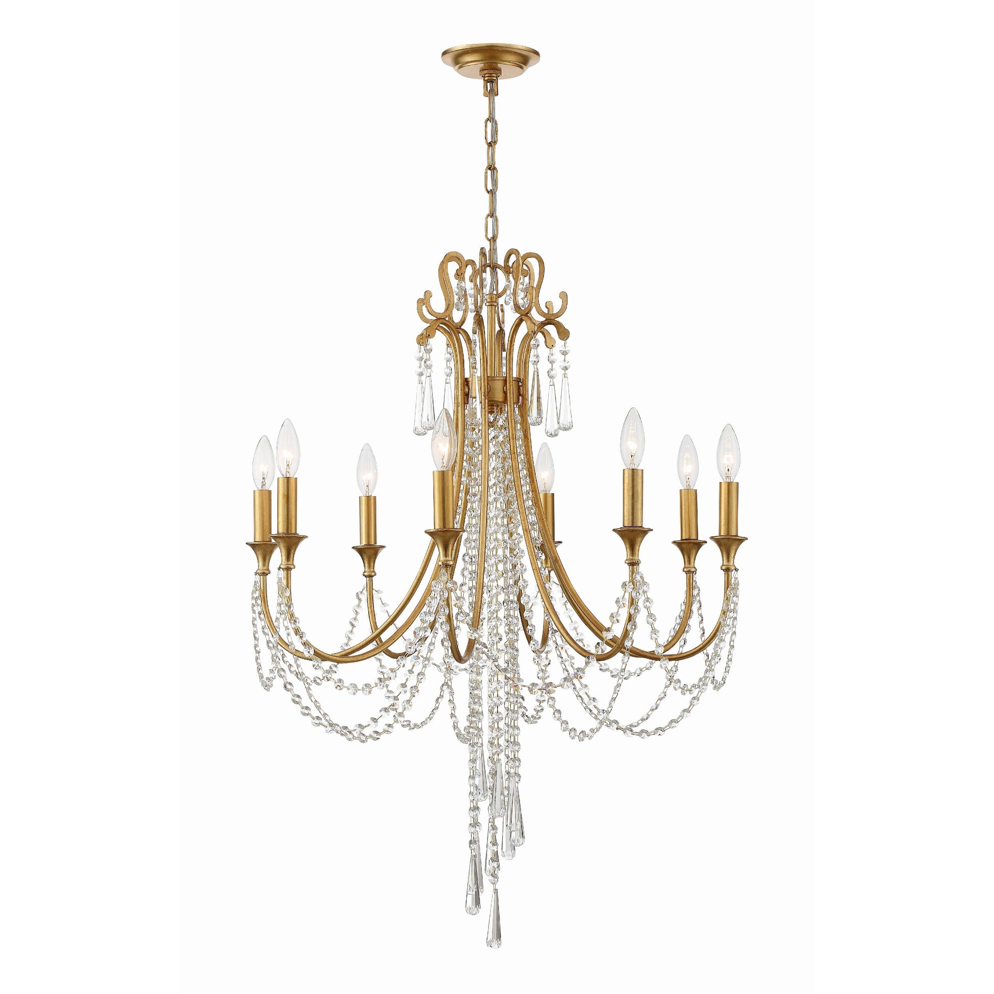 Crystorama Arcadia ARC-1908-GA-CL-MWP – 26 Inch – 8 Light – Chandelier – Antique Gold – Dry Rated