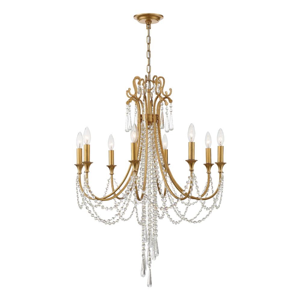 Crystorama ARCADIA ARC-1908-GA-CL-MWP Chandelier Contemporary - Antique Gold