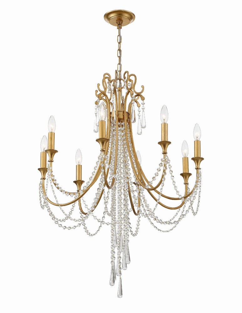 Crystorama ARCADIA ARC-1908-GA-CL-MWP Chandelier Contemporary - Antique Gold