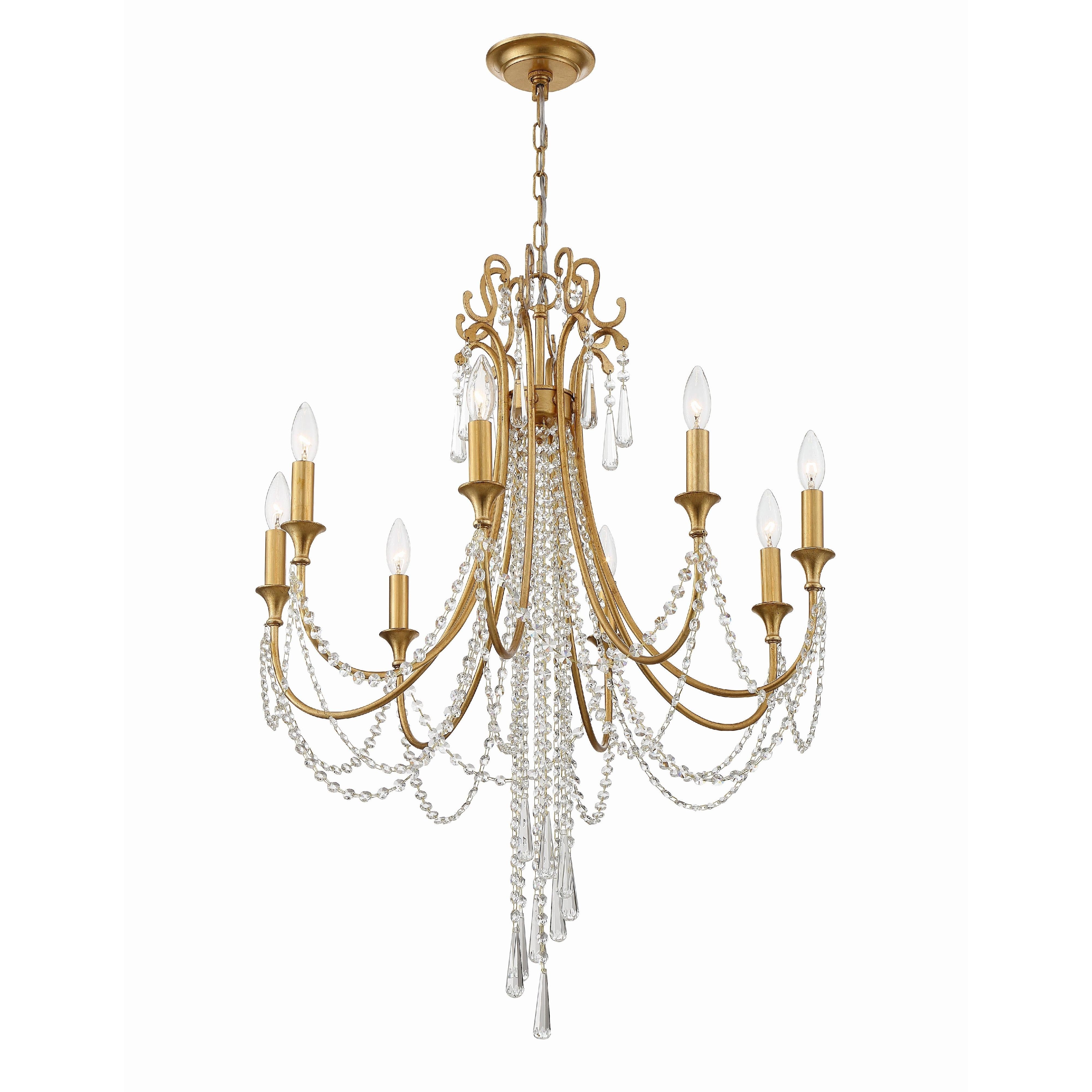 Crystorama Arcadia ARC-1908-GA-CL-MWP – 26 Inch – 8 Light – Chandelier – Antique Gold – Dry Rated