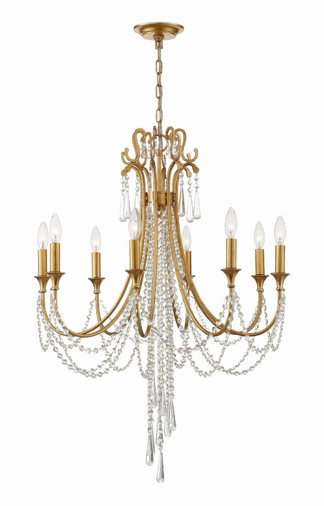 Crystorama ARCADIA ARC-1908-GA-CL-MWP Chandelier Contemporary - Antique Gold