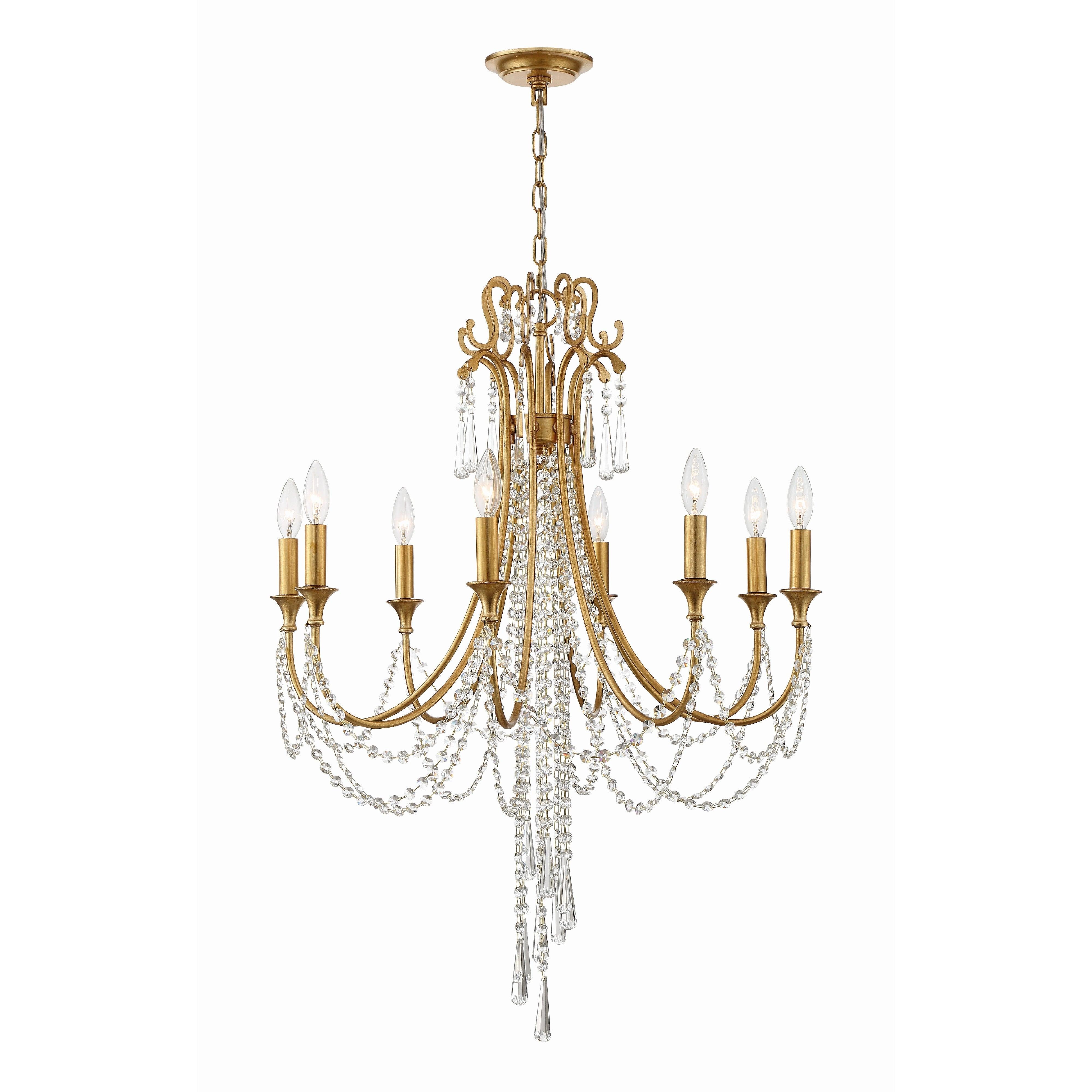 Crystorama Arcadia ARC-1908-GA-CL-MWP – 26 Inch – 8 Light – Chandelier – Antique Gold – Dry Rated
