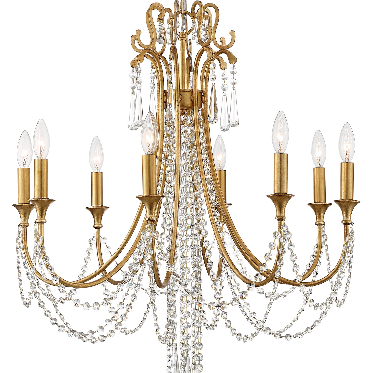 Crystorama Arcadia ARC-1908-GA-CL-MWP – 26 Inch – 8 Light – Chandelier – Antique Gold – Dry Rated