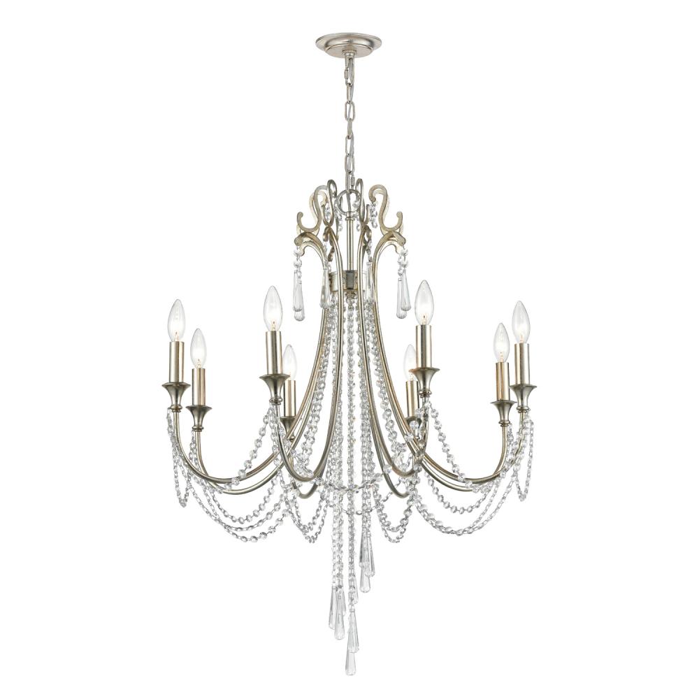 Crystorama ARCADIA ARC-1908-SA-CL-MWP Chandelier Contemporary - Antique Silver