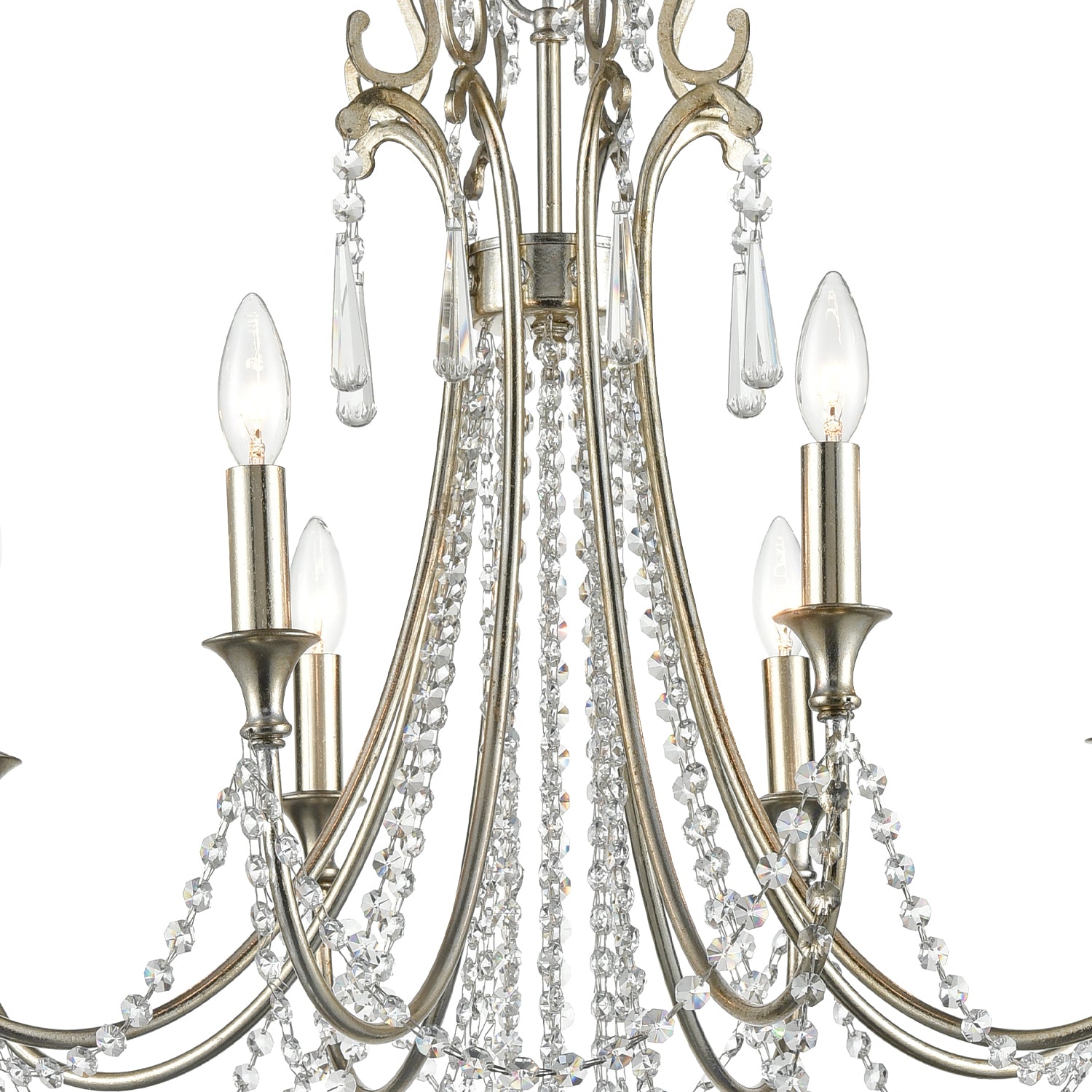 Crystorama Arcadia ARC-1908-SA-CL-MWP – 26 Inch – 8 Light – Chandelier – Antique Silver – Dry Rated