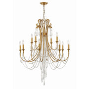 Crystorama Arcadia ARC-1909-GA-CL-MWP – 32.5 Inch – 12 Light – Chandelier – Antique Gold – Dry Rated