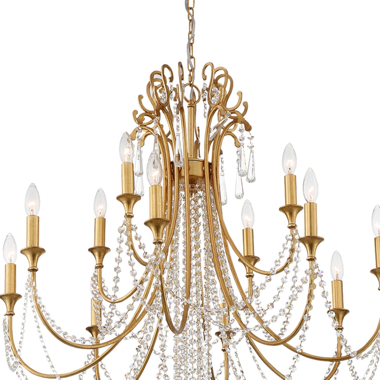 Crystorama Arcadia ARC-1909-GA-CL-MWP – 32.5 Inch – 12 Light – Chandelier – Antique Gold – Dry Rated