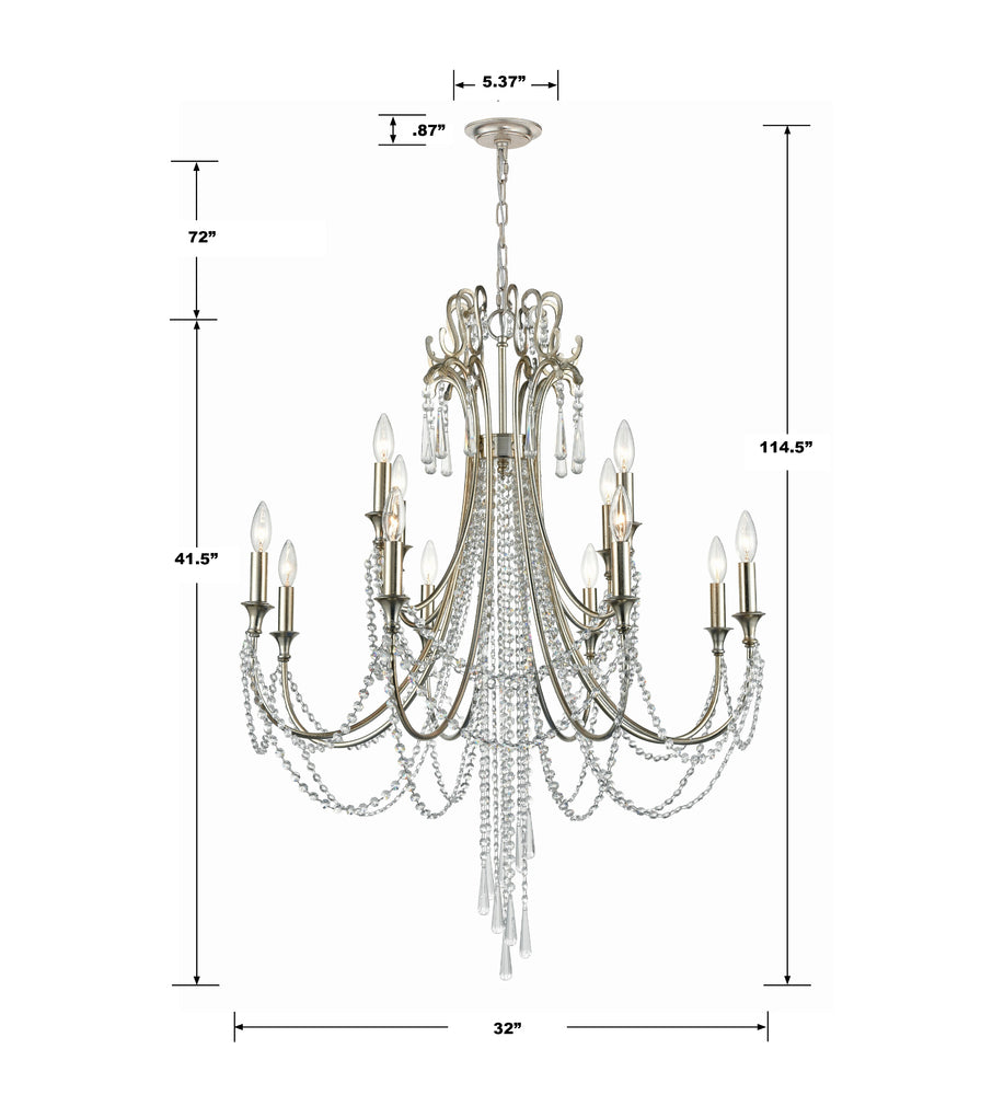 Crystorama ARCADIA ARC-1909-SA-CL-MWP Chandelier Contemporary - Antique Silver