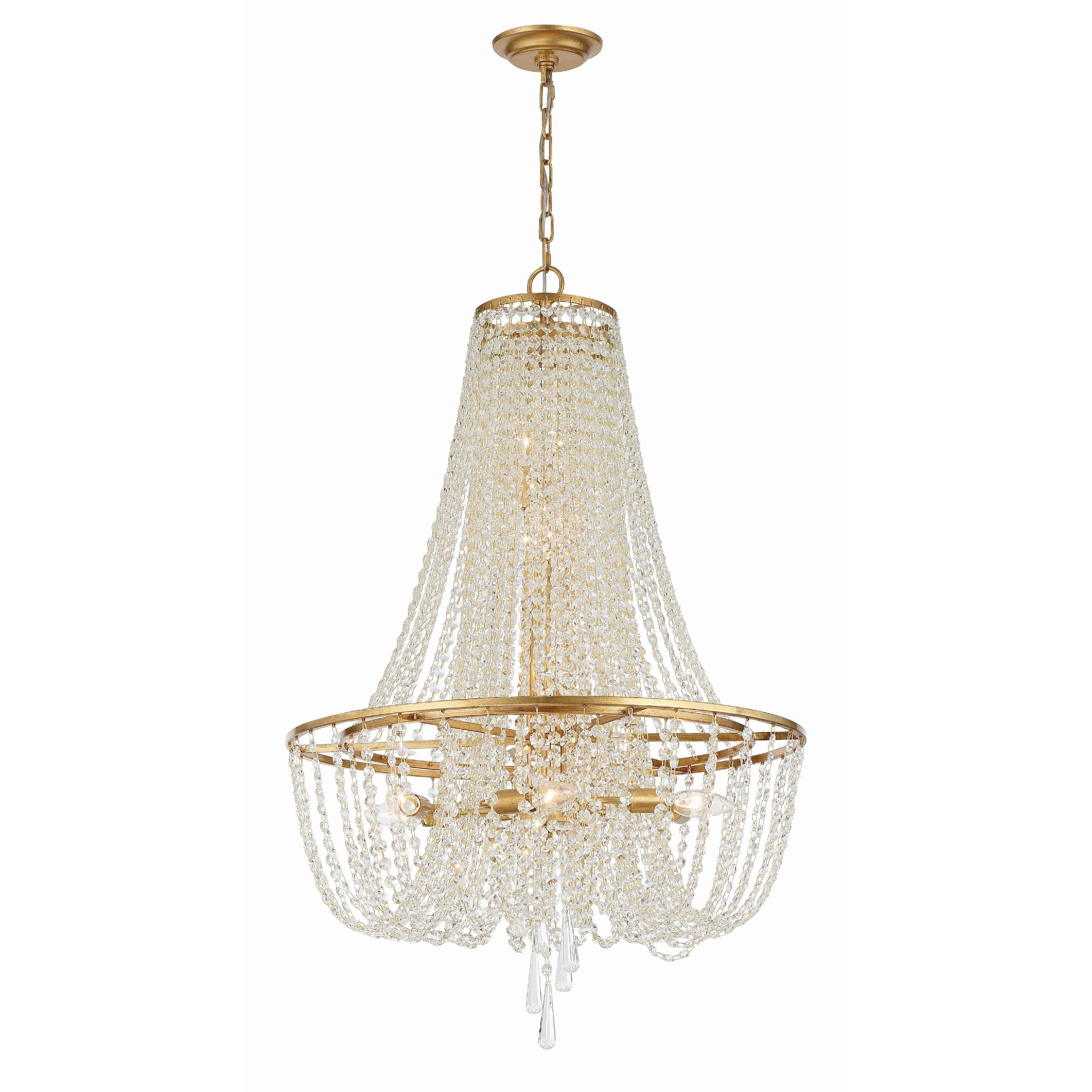 Crystorama Arcadia ARC-1917-GA-CL-MWP – 24 Inch – 9 Light – Chandelier – Antique Gold – Dry Rated