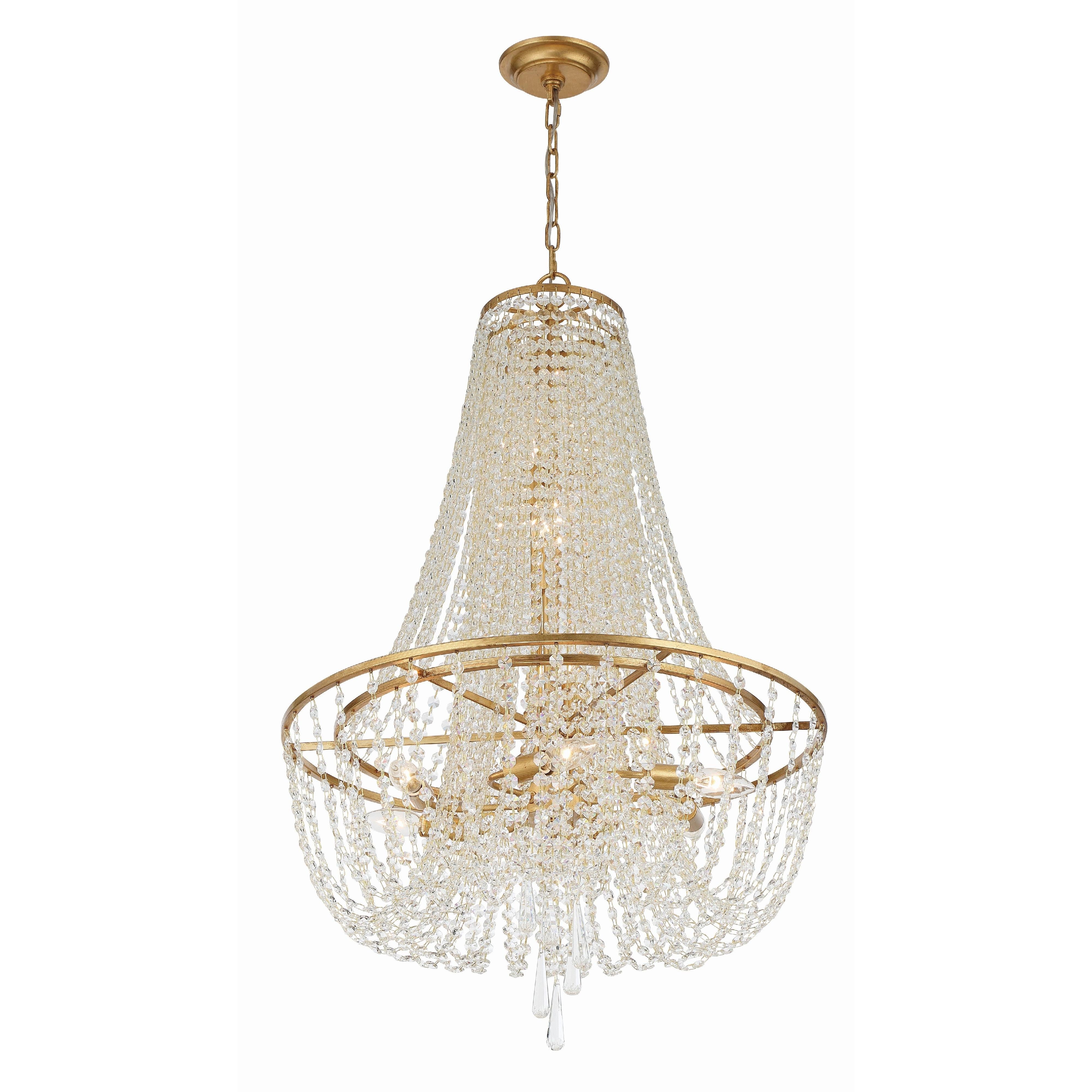 Crystorama Arcadia ARC-1917-GA-CL-MWP – 24 Inch – 9 Light – Chandelier – Antique Gold – Dry Rated