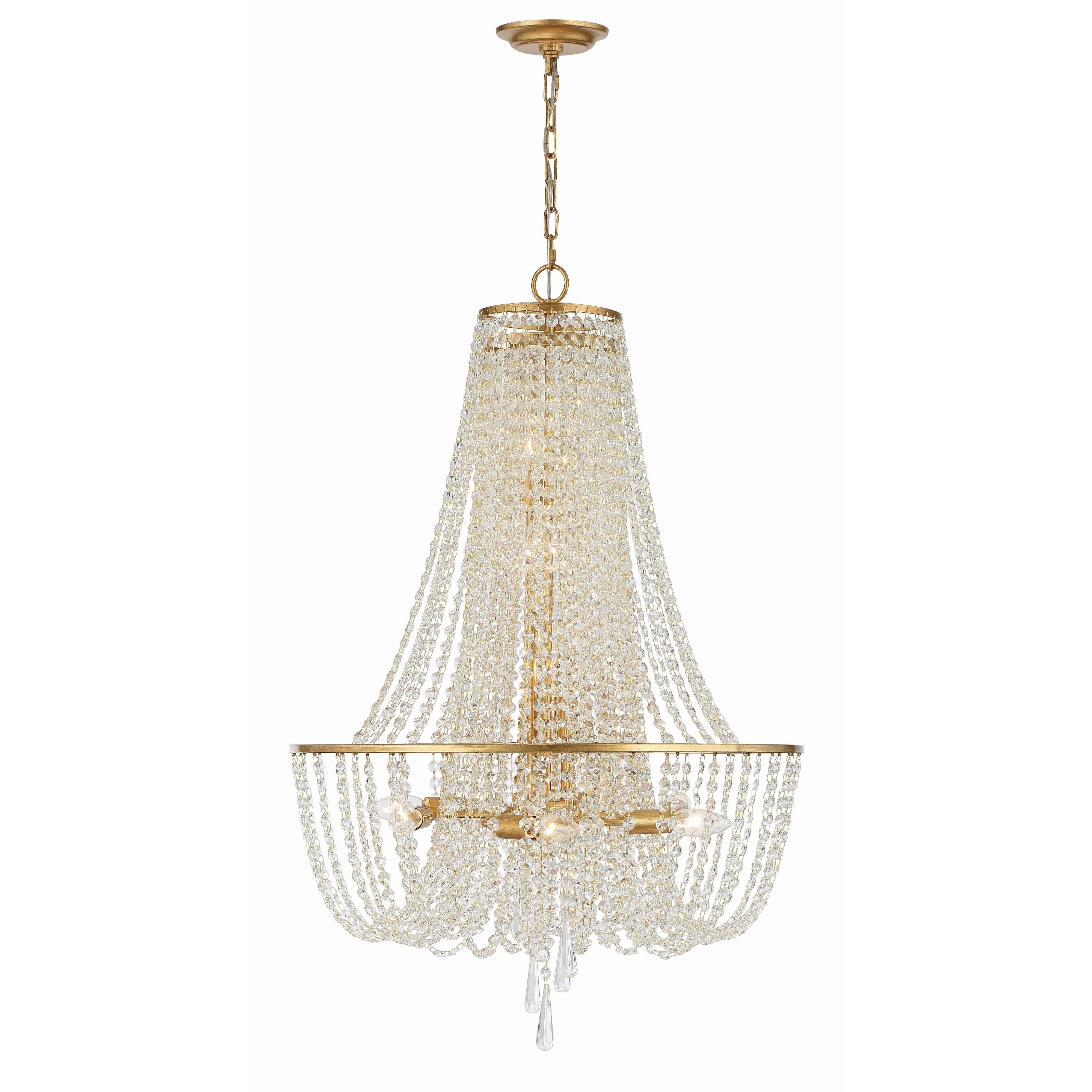 Crystorama Arcadia ARC-1917-GA-CL-MWP – 24 Inch – 9 Light – Chandelier – Antique Gold – Dry Rated
