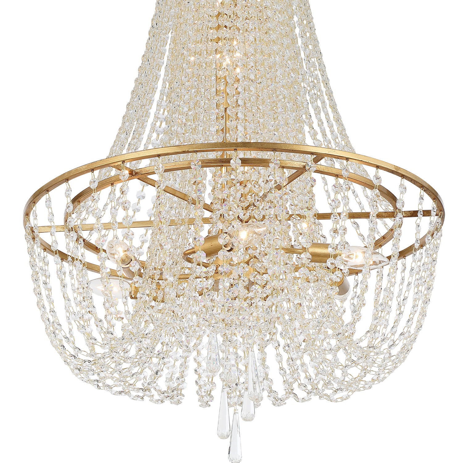 Crystorama Arcadia ARC-1917-GA-CL-MWP – 24 Inch – 9 Light – Chandelier – Antique Gold – Dry Rated