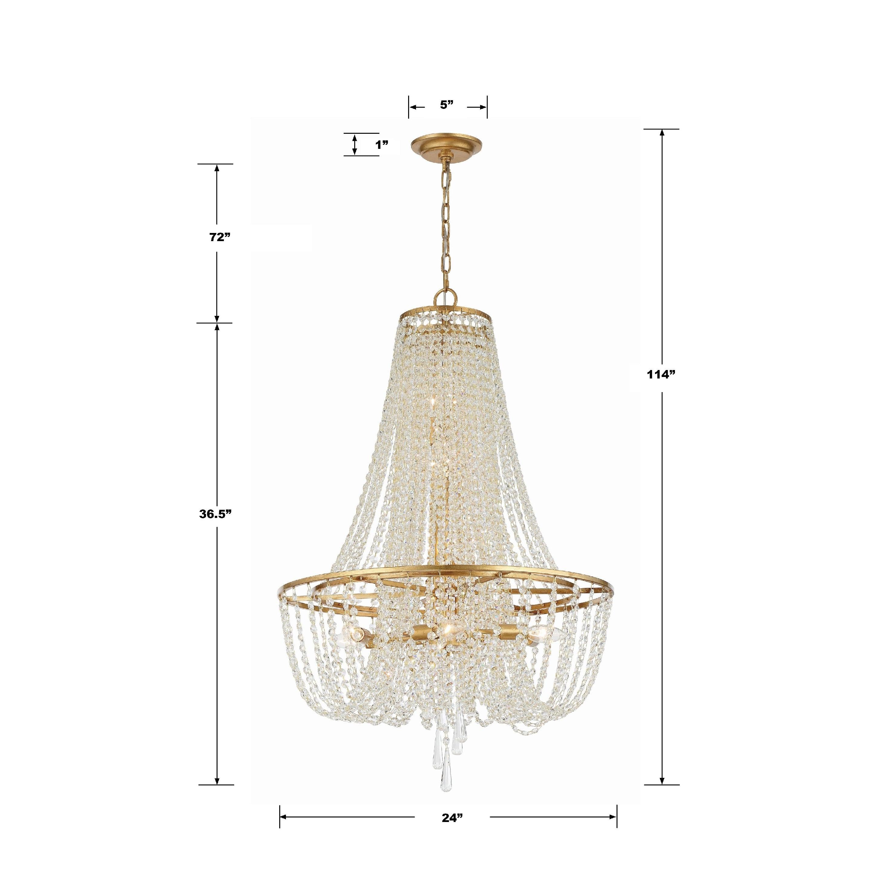 Crystorama Arcadia ARC-1917-GA-CL-MWP – 24 Inch – 9 Light – Chandelier – Antique Gold – Dry Rated