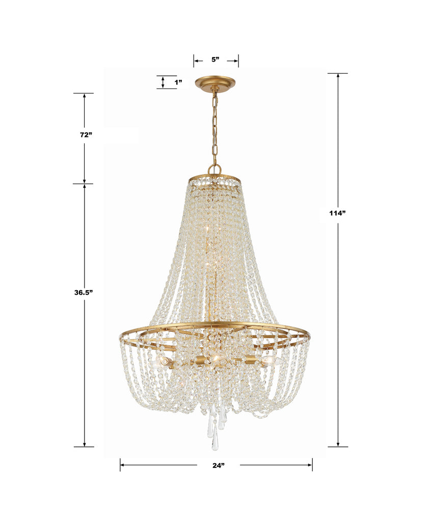 Crystorama ARCADIA ARC-1917-GA-CL-MWP Chandelier Contemporary - Antique Gold