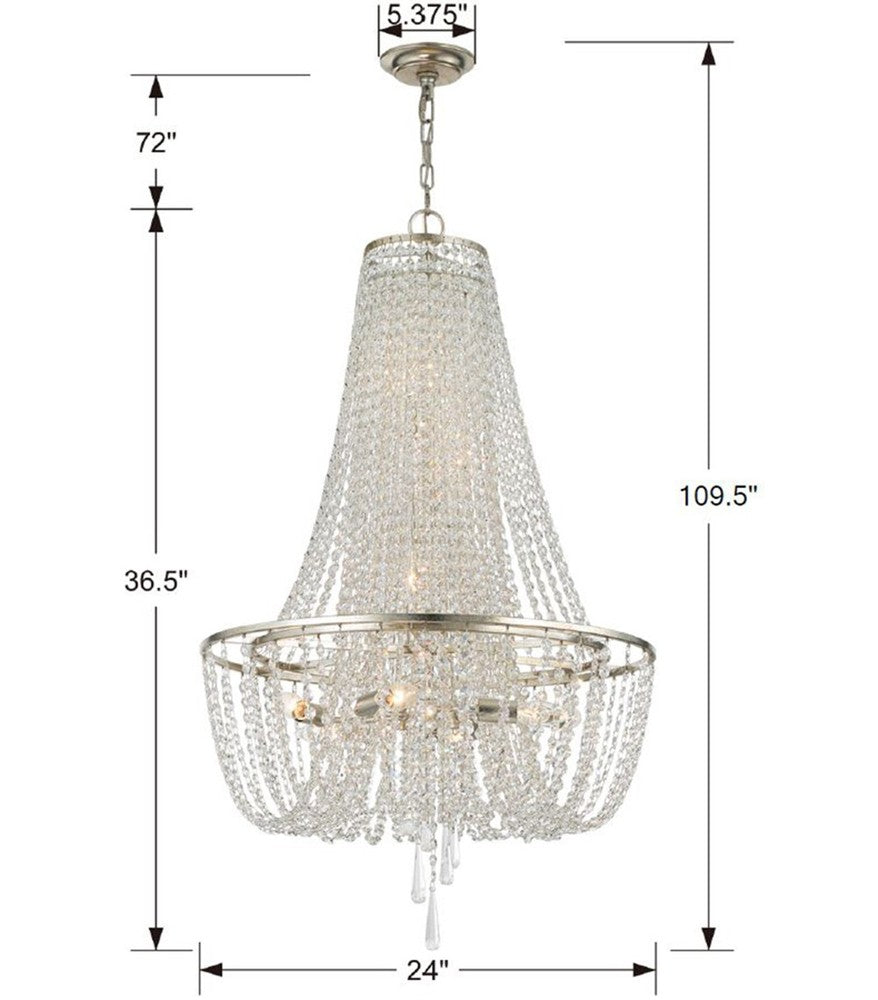 Crystorama ARCADIA ARC-1917-SA-CL-MWP Chandelier Contemporary - Antique Silver