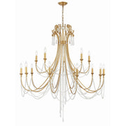 Crystorama Arcadia ARC-1919-GA-CL-MWP – 46.25 Inch – 15 Light – Chandelier – Antique Gold – Dry Rated