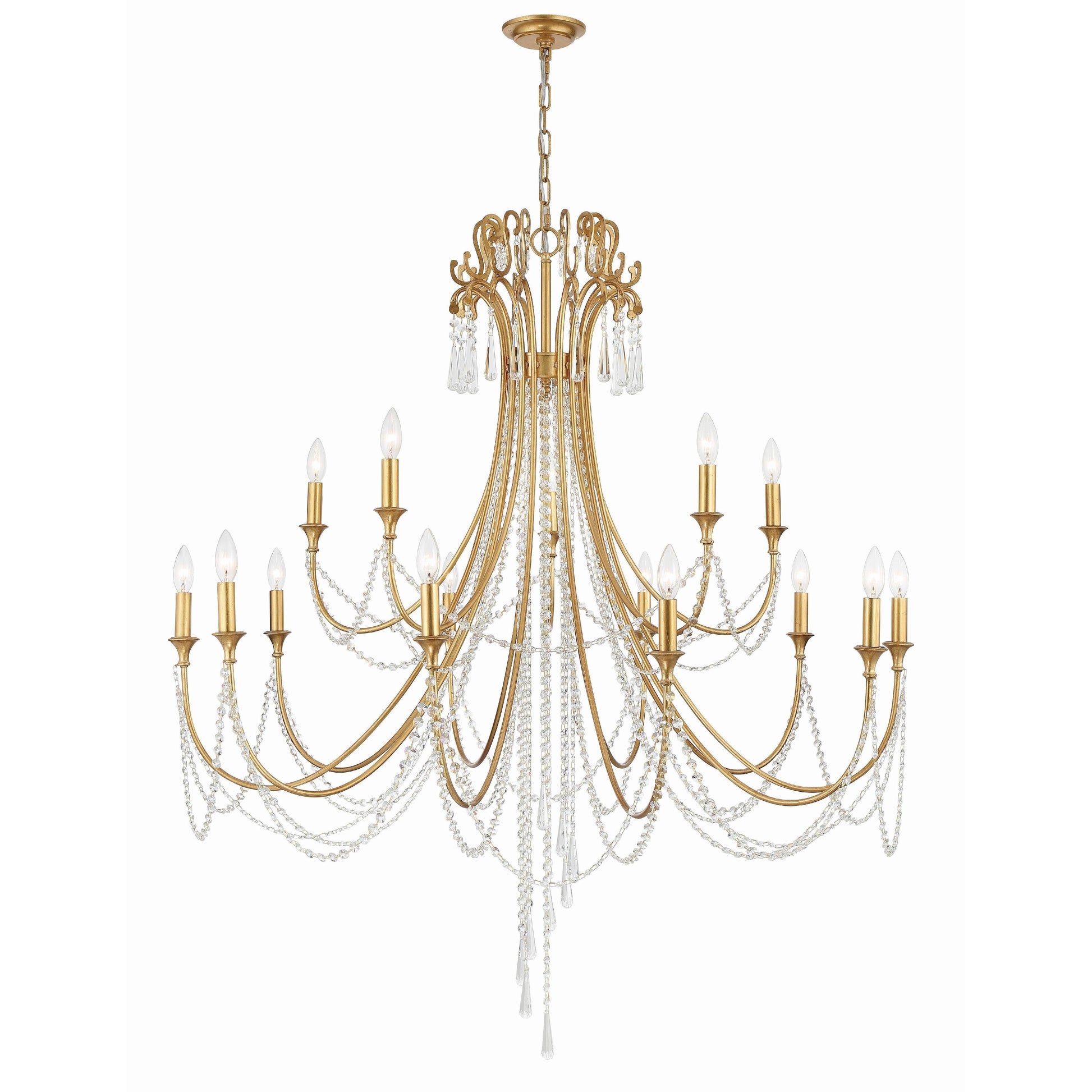 Crystorama Arcadia ARC-1919-GA-CL-MWP – 46.25 Inch – 15 Light – Chandelier – Antique Gold – Dry Rated