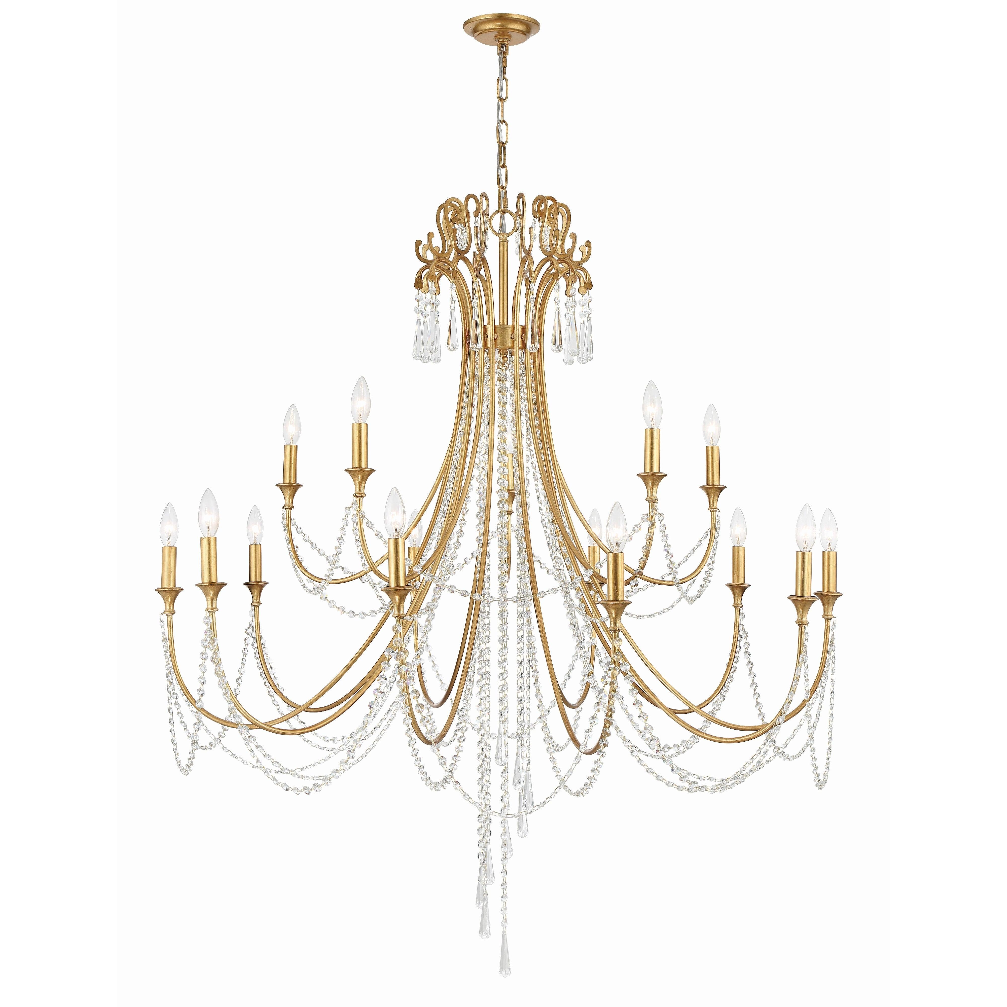 Crystorama Arcadia ARC-1919-GA-CL-MWP – 46.25 Inch – 15 Light – Chandelier – Antique Gold – Dry Rated
