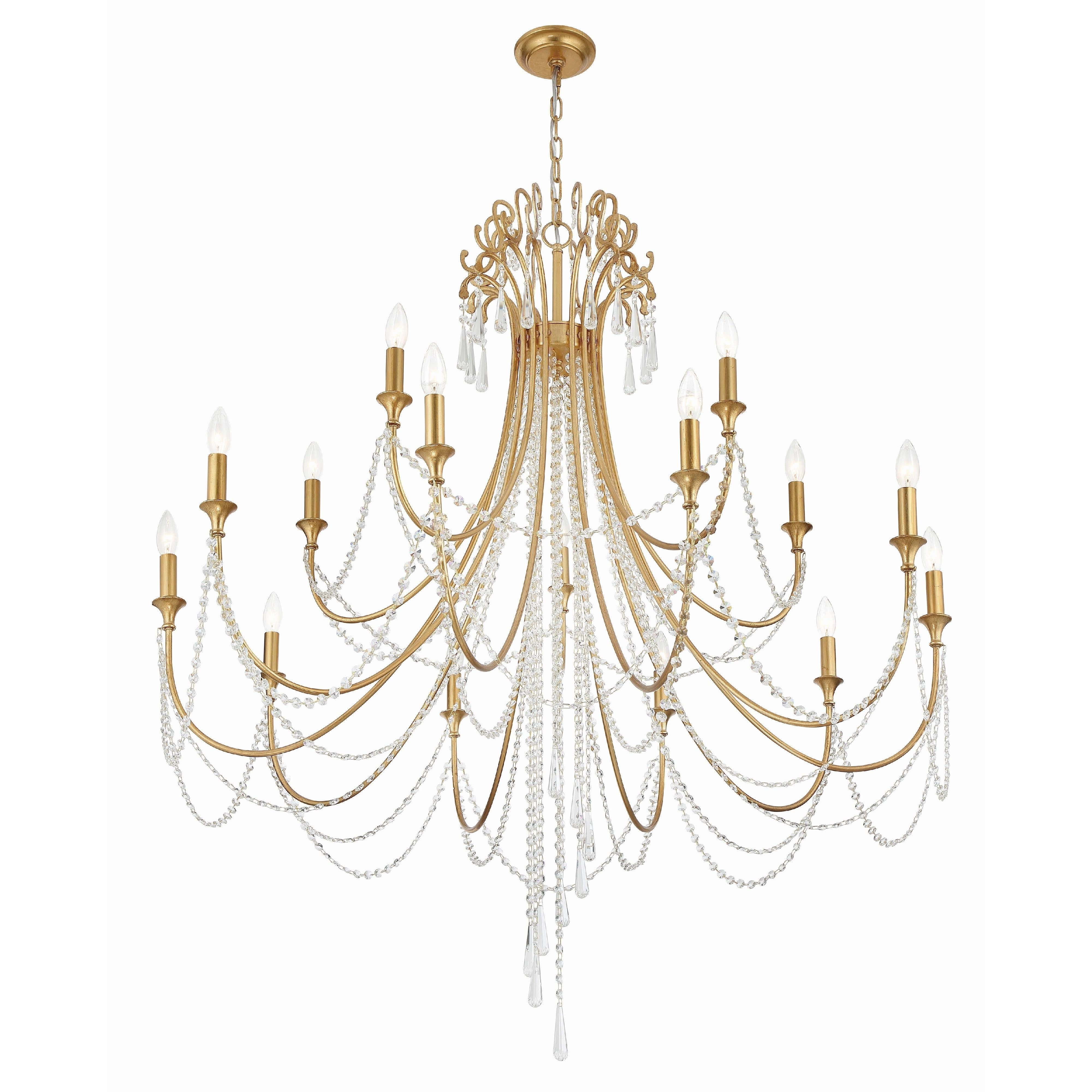 Crystorama Arcadia ARC-1919-GA-CL-MWP – 46.25 Inch – 15 Light – Chandelier – Antique Gold – Dry Rated