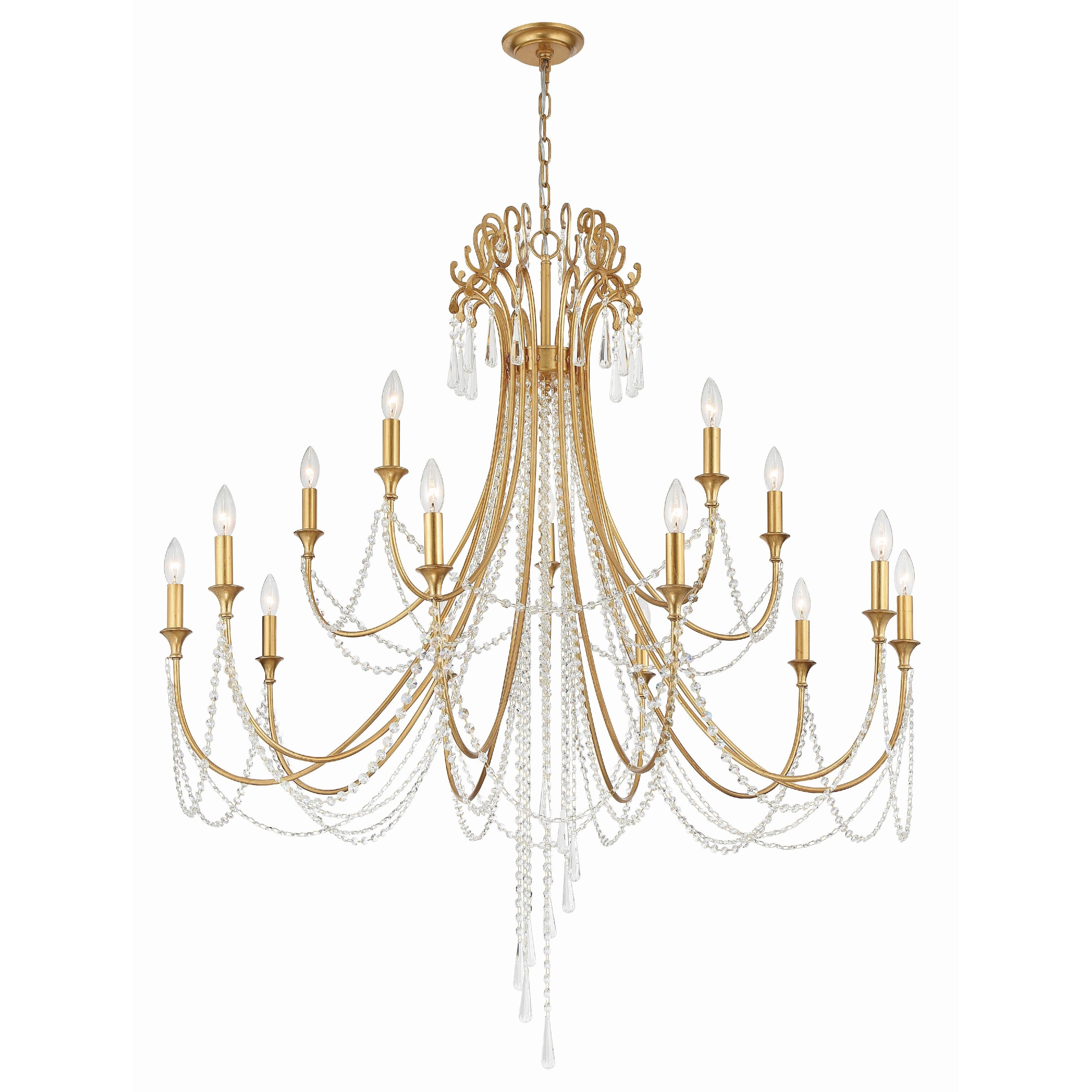 Crystorama Arcadia ARC-1919-GA-CL-MWP – 46.25 Inch – 15 Light – Chandelier – Antique Gold – Dry Rated