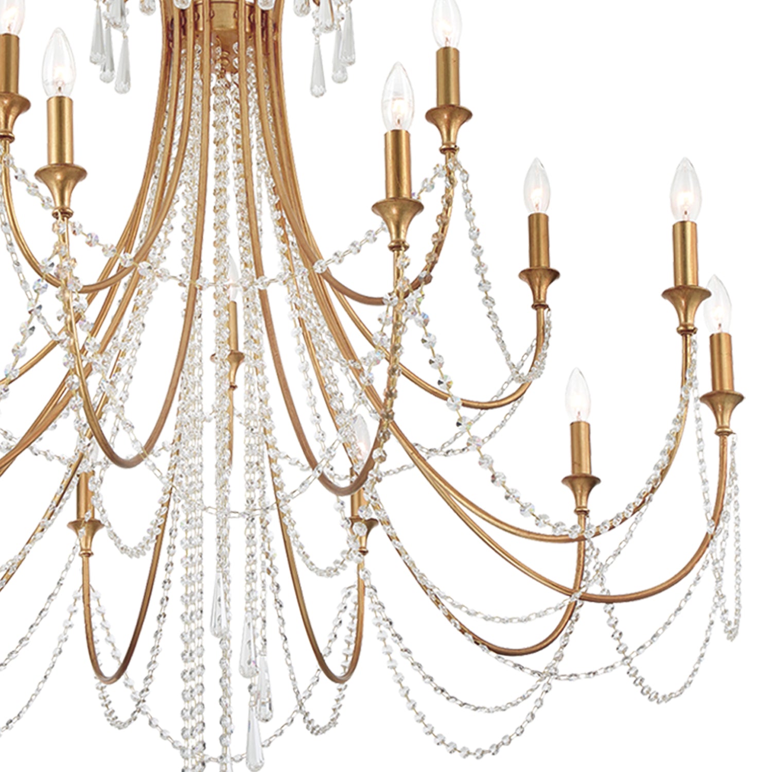 Crystorama Arcadia ARC-1919-GA-CL-MWP – 46.25 Inch – 15 Light – Chandelier – Antique Gold – Dry Rated