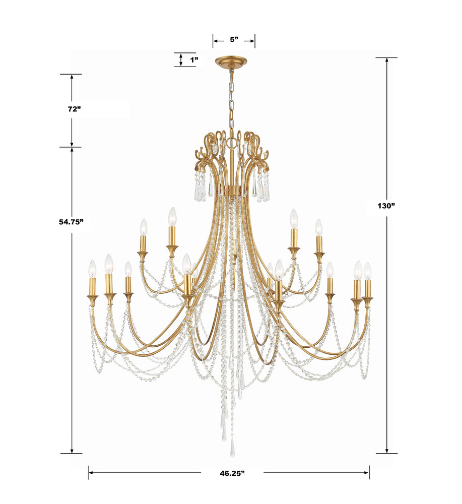 Crystorama ARCADIA ARC-1919-GA-CL-MWP Chandelier Contemporary - Antique Gold