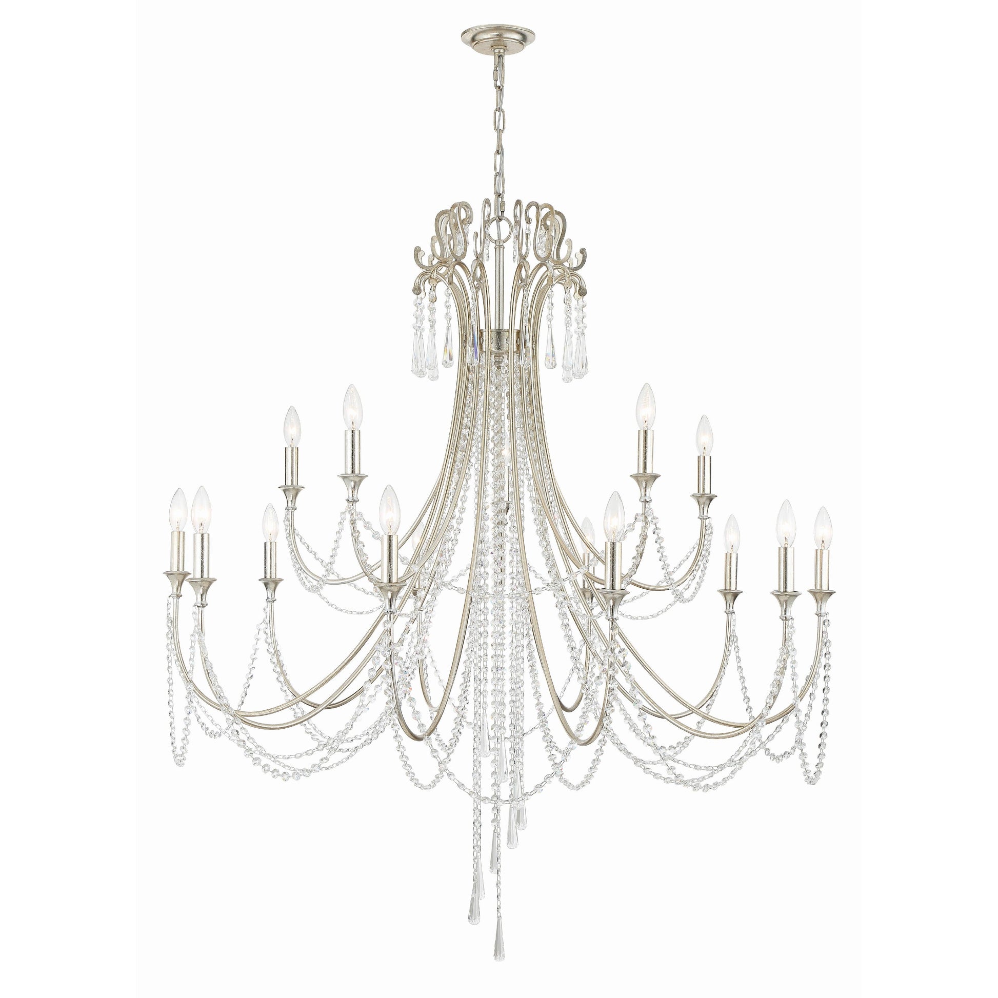 Crystorama Arcadia ARC-1919-SA-CL-MWP – 46.25 Inch – 15 Light – Chandelier – Antique Silver – Dry Rated