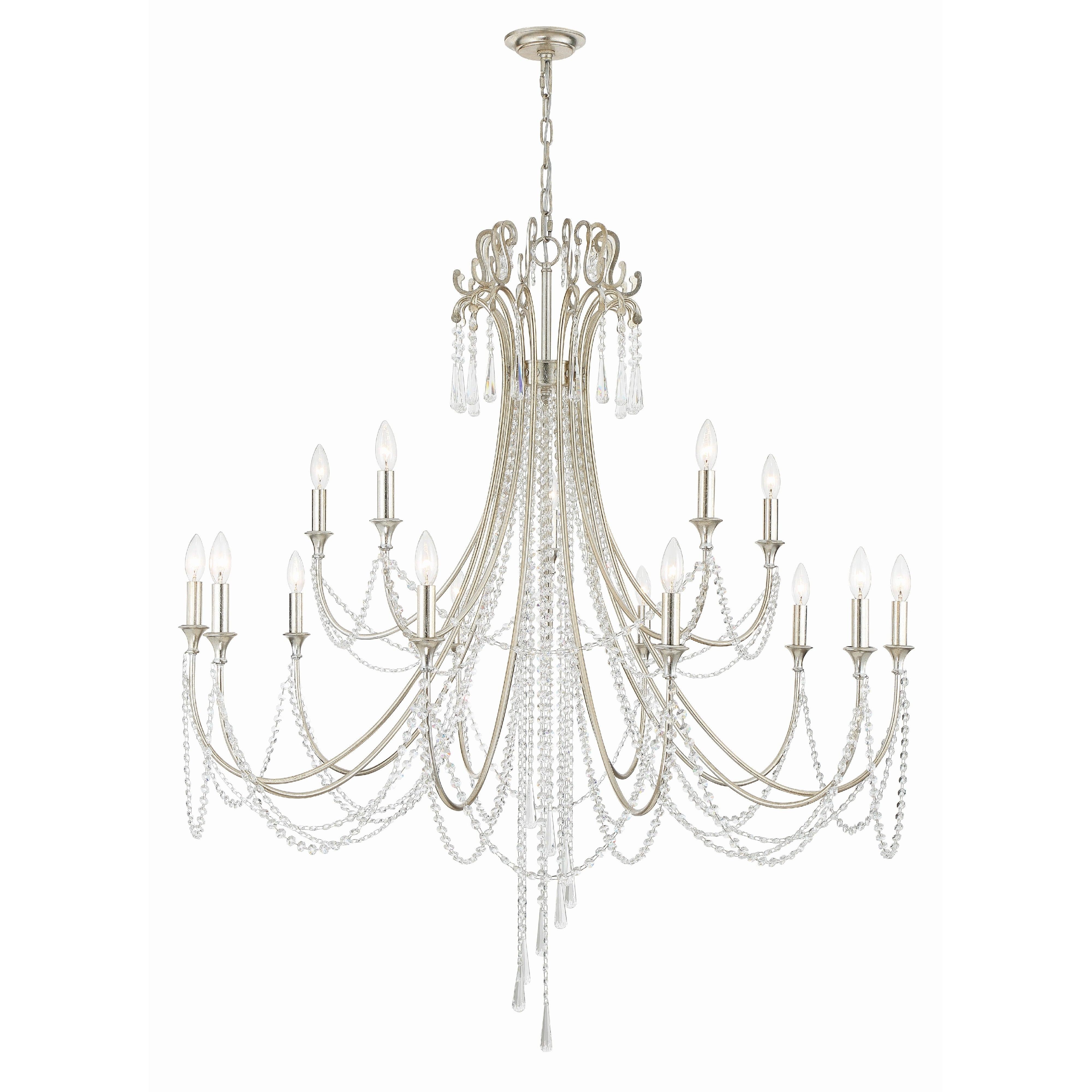 Crystorama Arcadia ARC-1919-SA-CL-MWP – 46.25 Inch – 15 Light – Chandelier – Antique Silver – Dry Rated