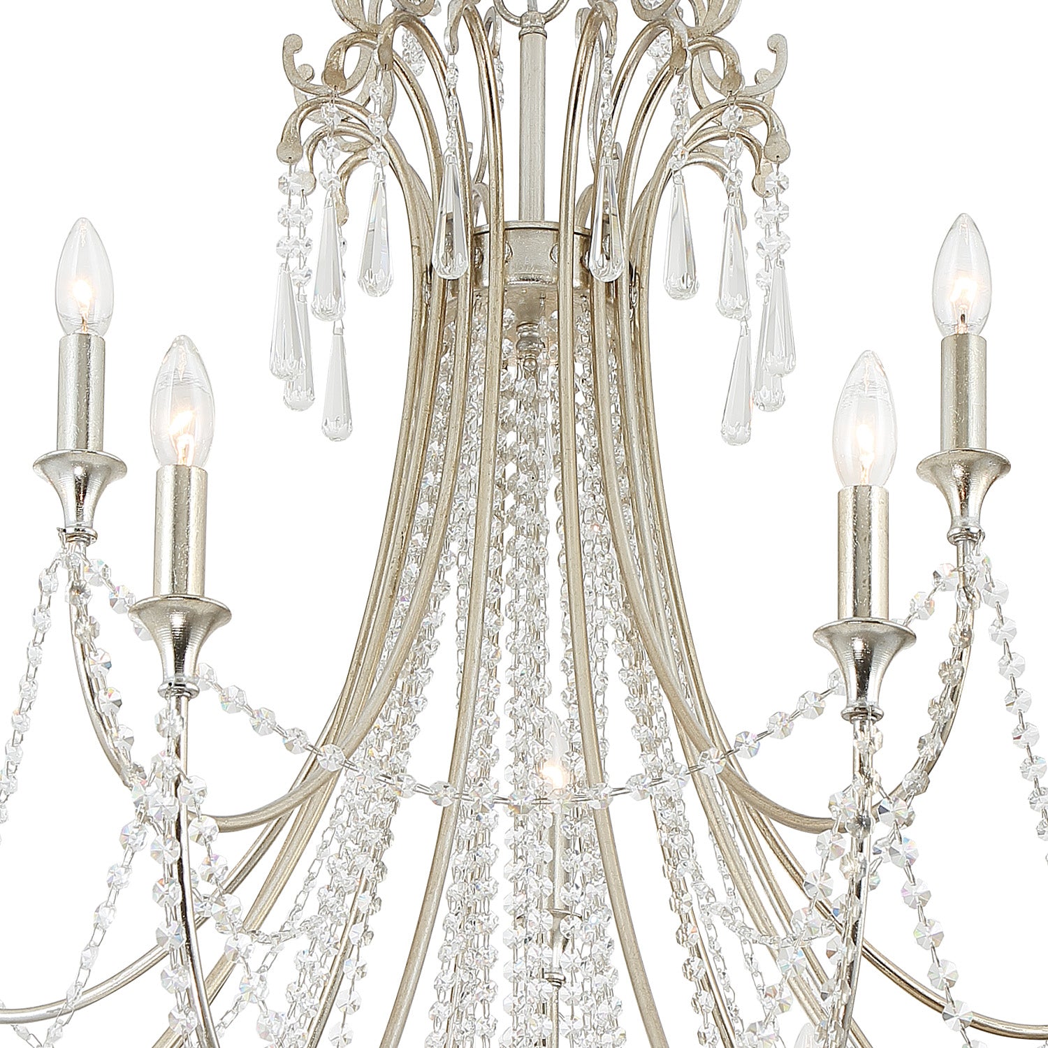 Crystorama Arcadia ARC-1919-SA-CL-MWP – 46.25 Inch – 15 Light – Chandelier – Antique Silver – Dry Rated