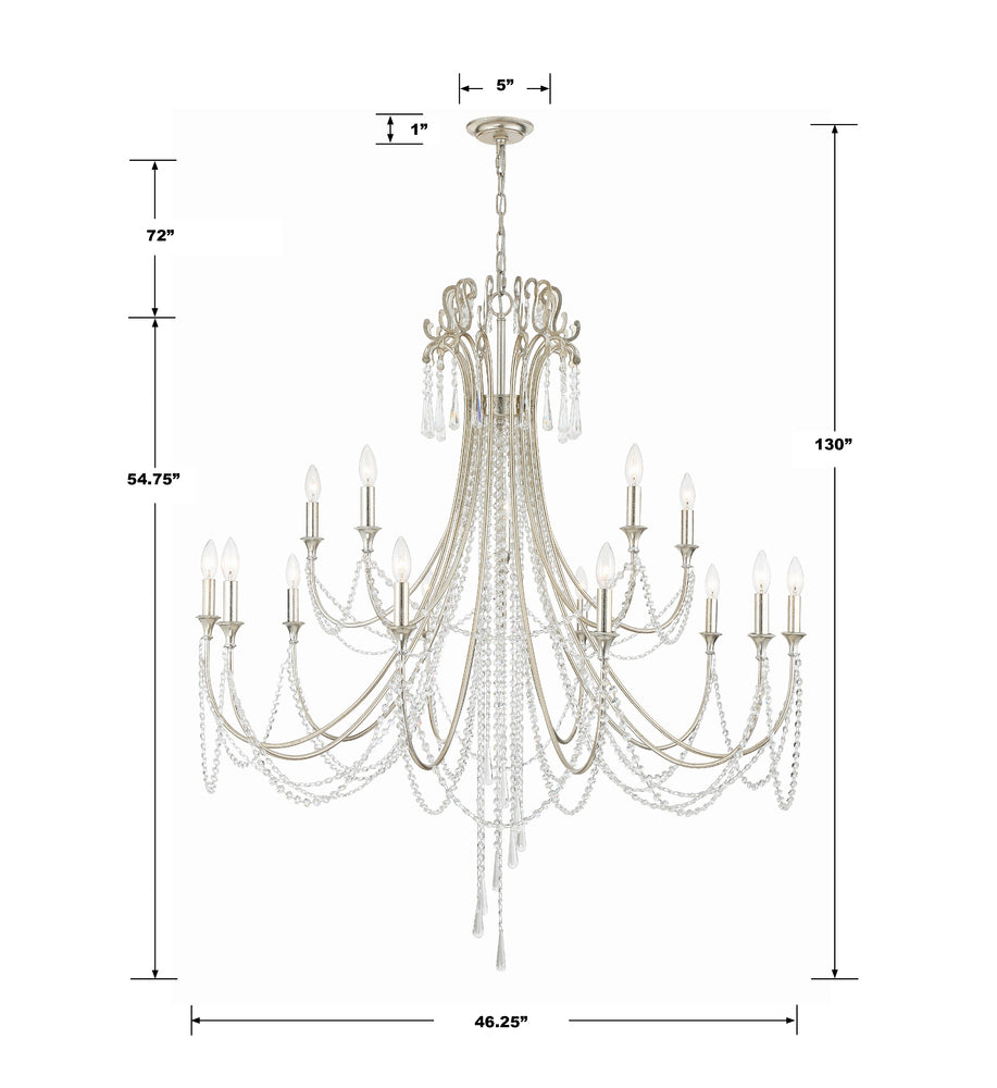 Crystorama ARCADIA ARC-1919-SA-CL-MWP Chandelier Contemporary - Antique Silver