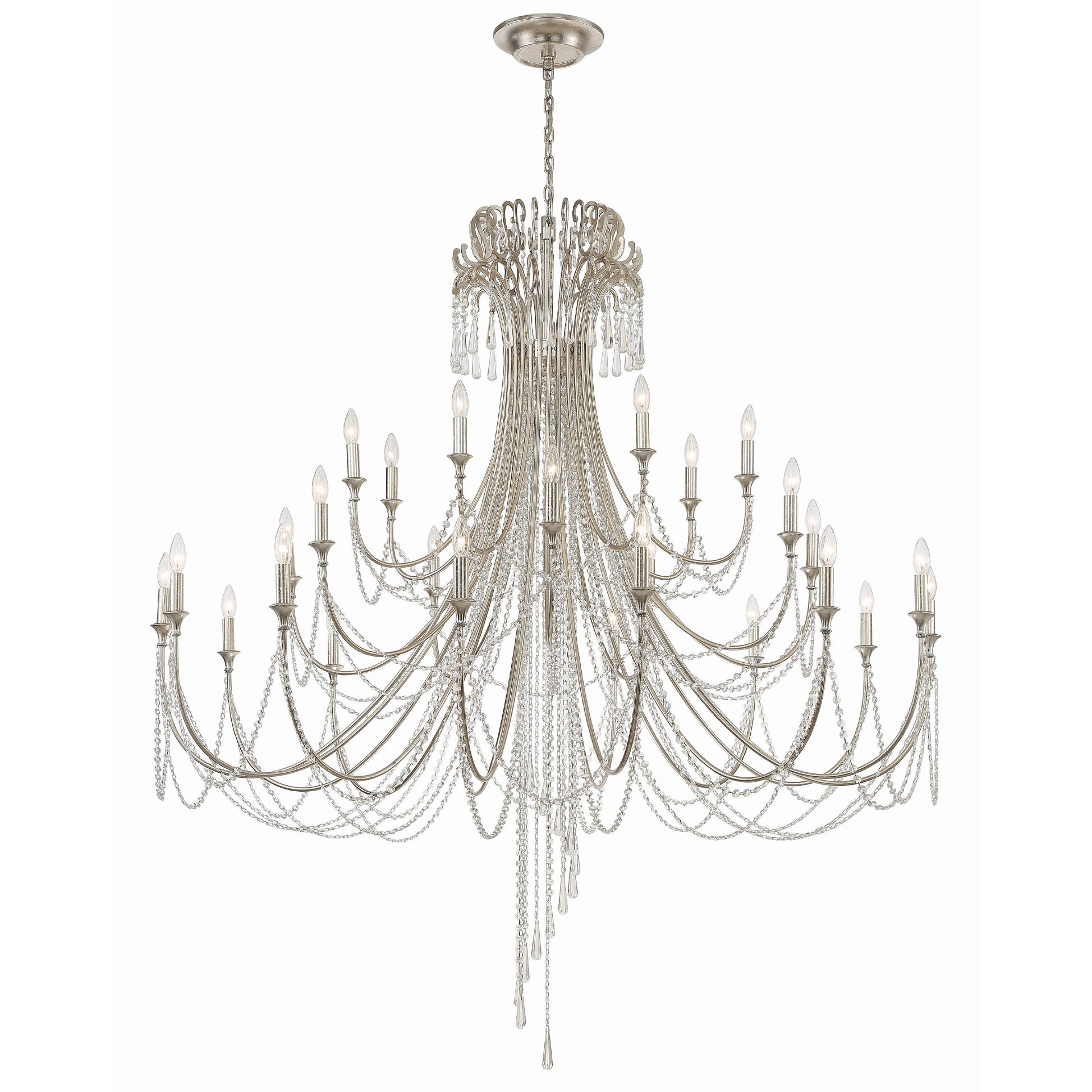 Crystorama Arcadia ARC-1929-SA-CL-MWP – 61 Inch – 28 Light – Chandelier – Antique Silver – Dry Rated