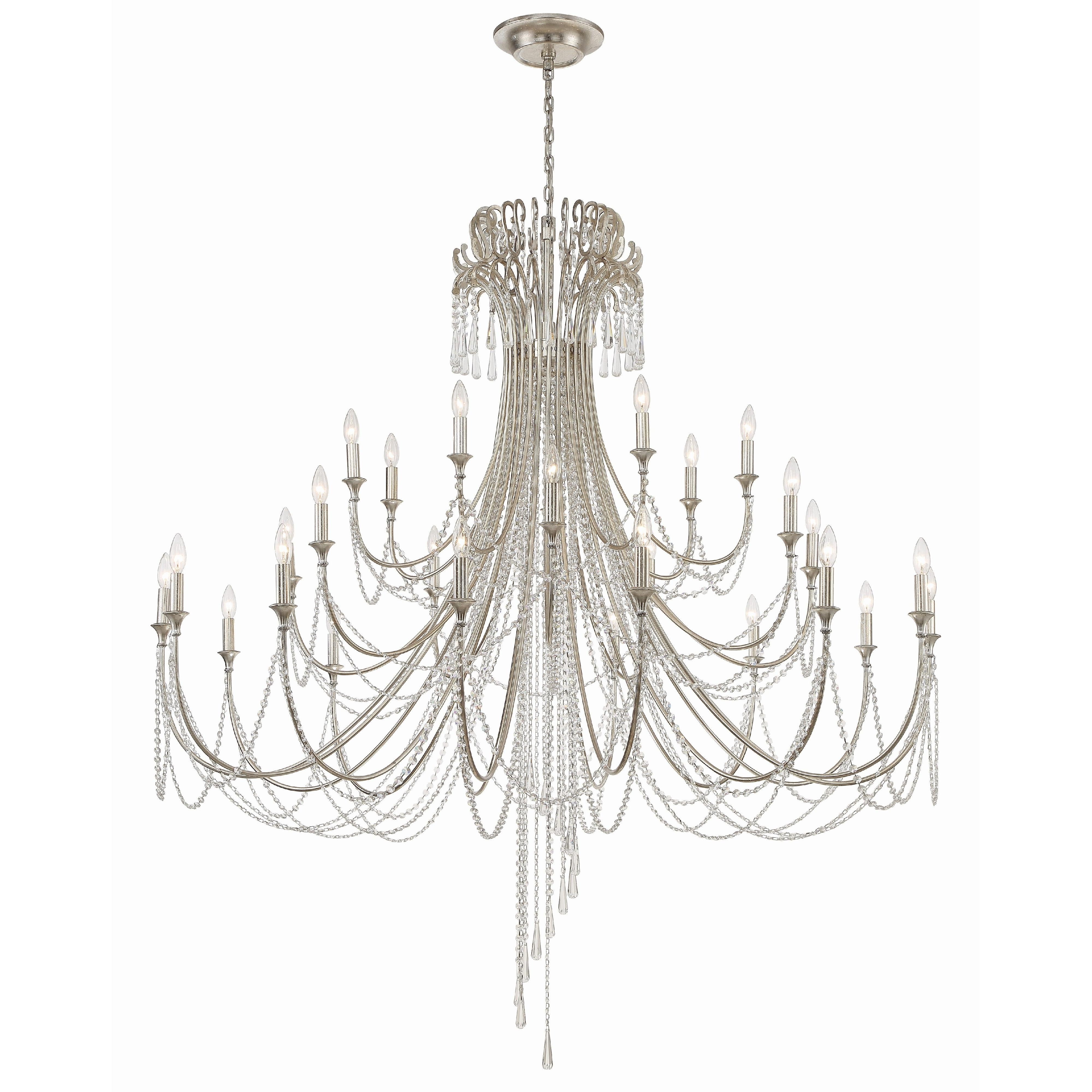 Crystorama Arcadia ARC-1929-SA-CL-MWP – 61 Inch – 28 Light – Chandelier – Antique Silver – Dry Rated