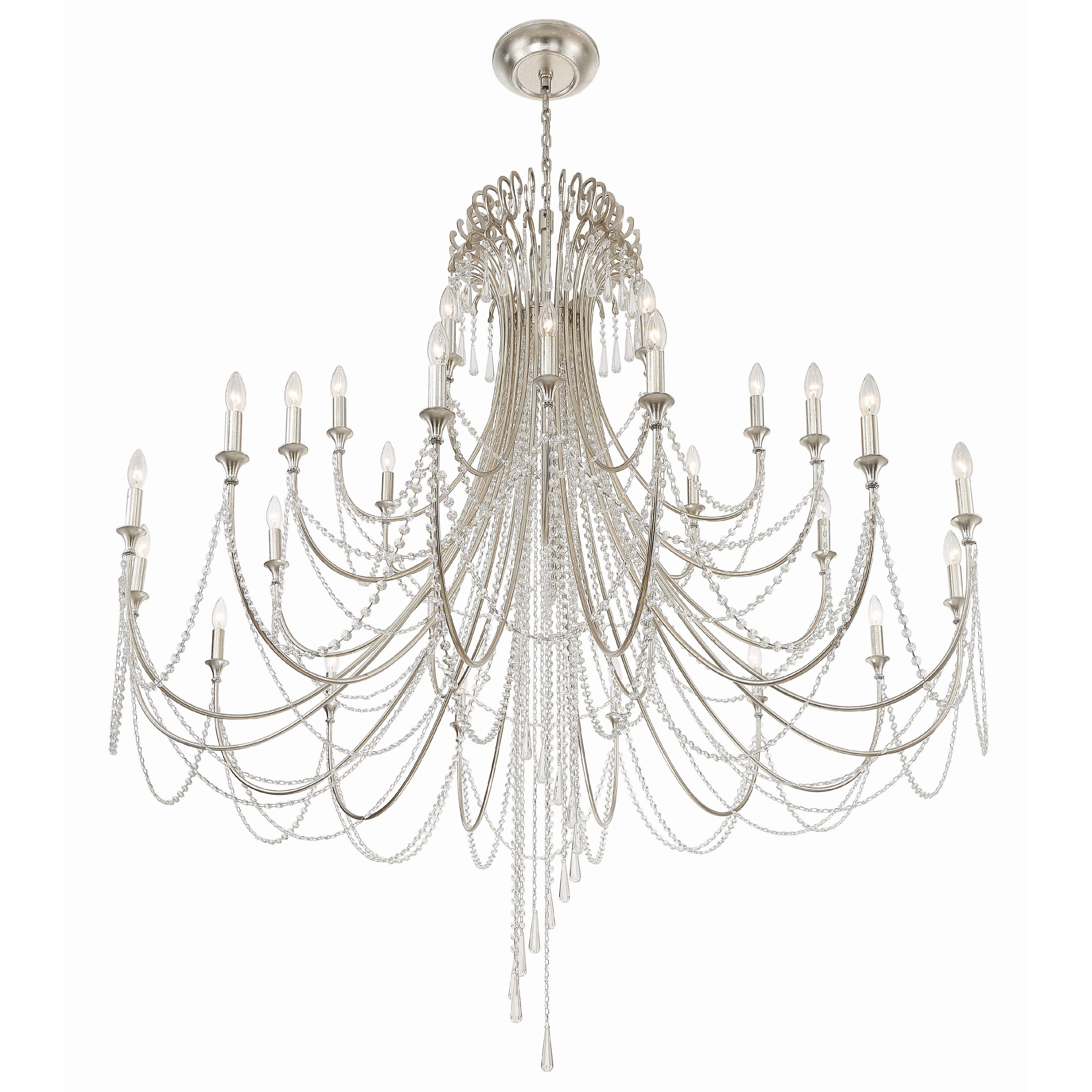 Crystorama Arcadia ARC-1929-SA-CL-MWP – 61 Inch – 28 Light – Chandelier – Antique Silver – Dry Rated