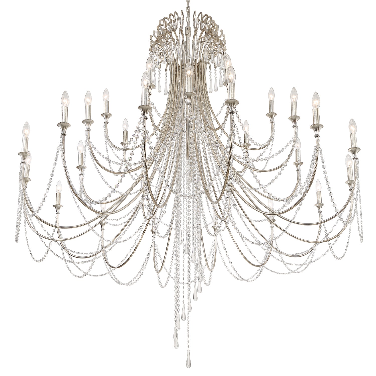 Crystorama Arcadia ARC-1929-SA-CL-MWP – 61 Inch – 28 Light – Chandelier – Antique Silver – Dry Rated