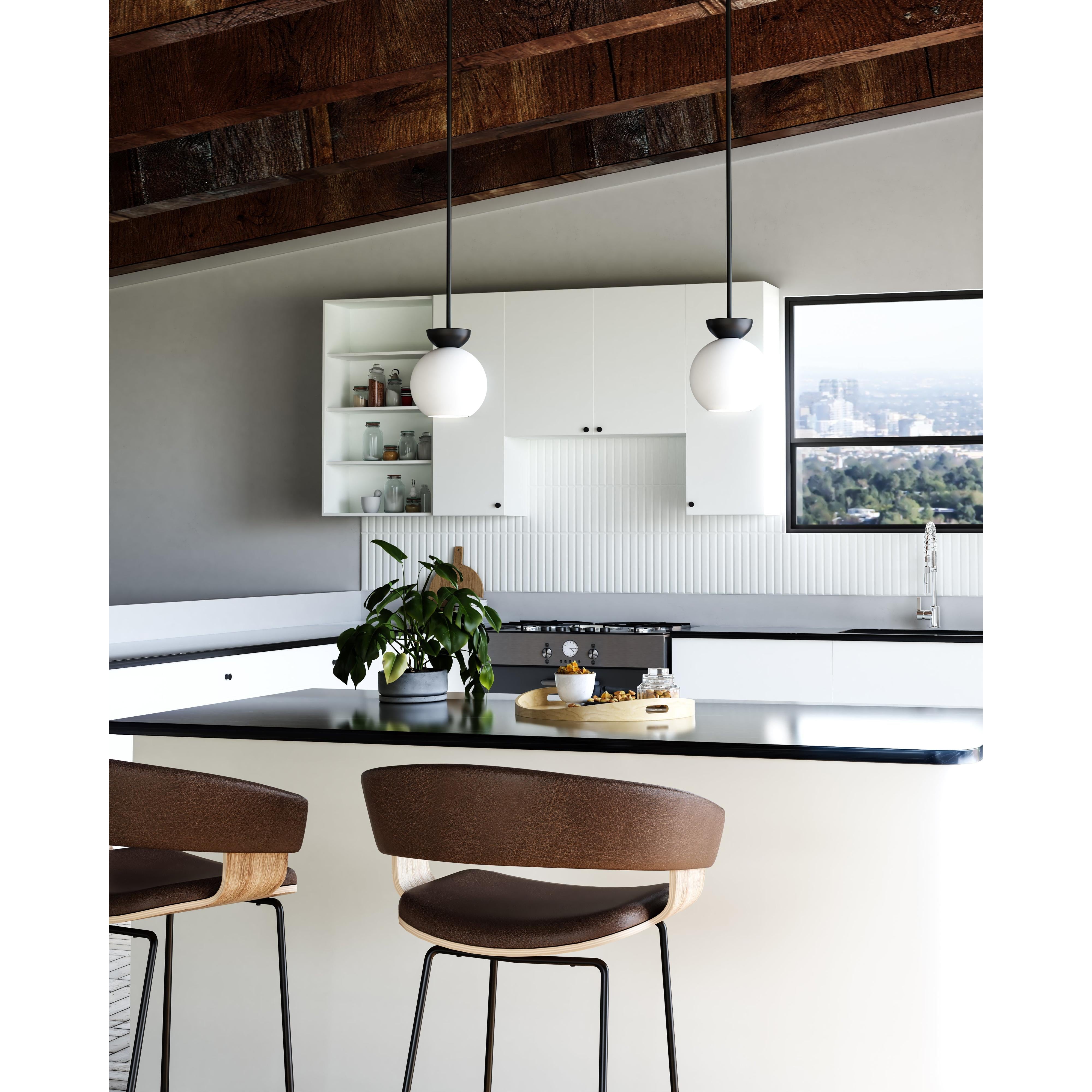 Arcadia 8-in Black/Opal Glass 1 Light Pendant