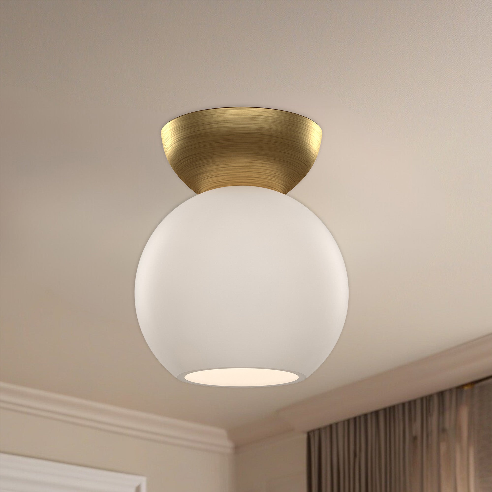 Arcadia 6-in Brushed Gold/Opal Glass 1 Light Semi Flush Mount