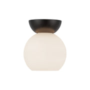 Arcadia 6-in Black/Opal Glass 1 Light Semi Flush Mount