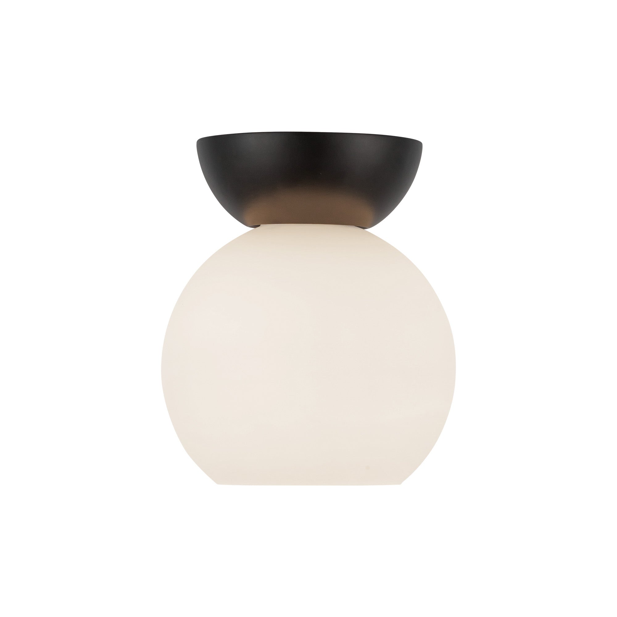 Arcadia 6-in Black/Opal Glass 1 Light Semi Flush Mount