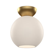 Arcadia Semi Flush Mount Ceiling Light - 8-in - Brushed Gold/Opal Glass