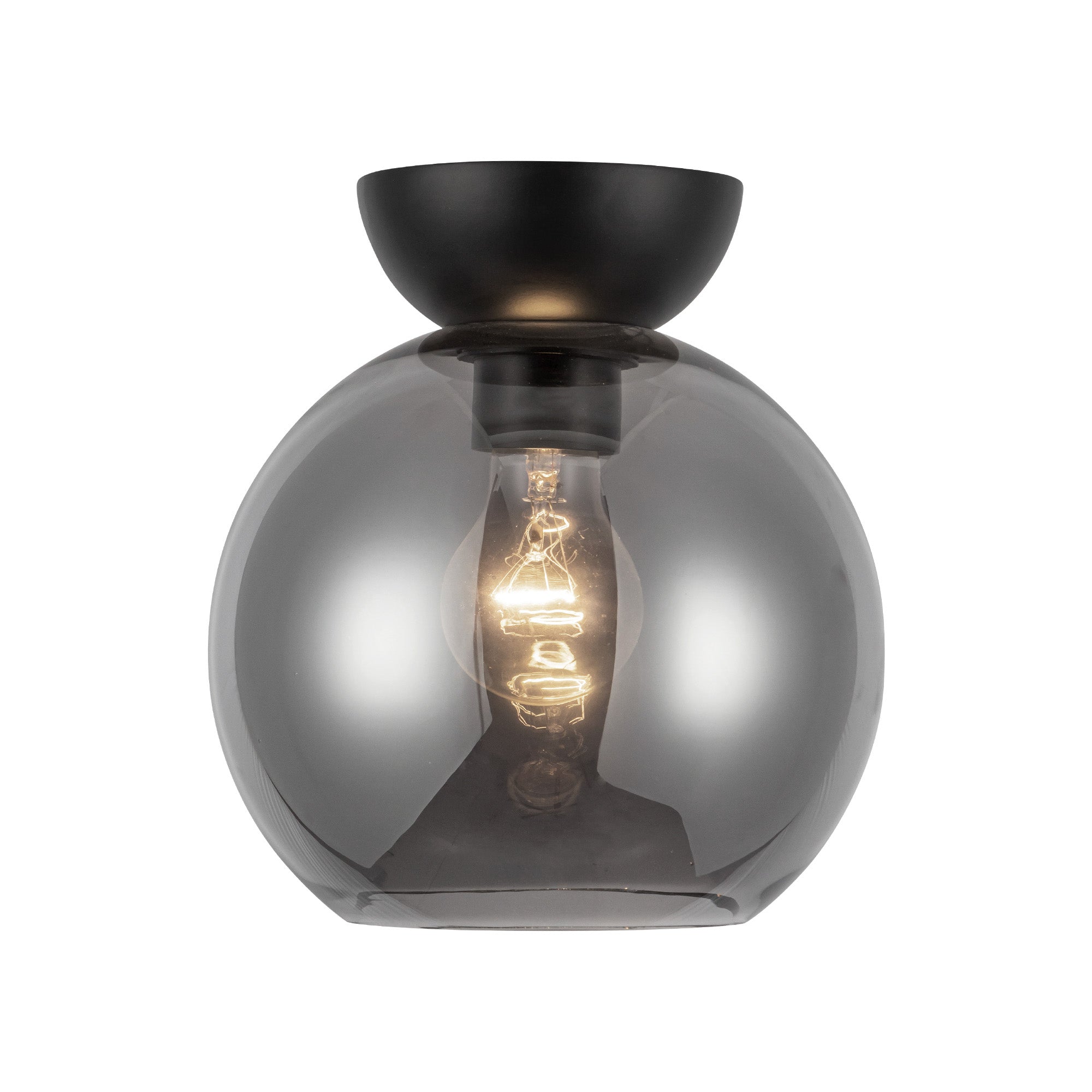 Arcadia 8-in Black/Smoked 1 Light Semi Flush Mount